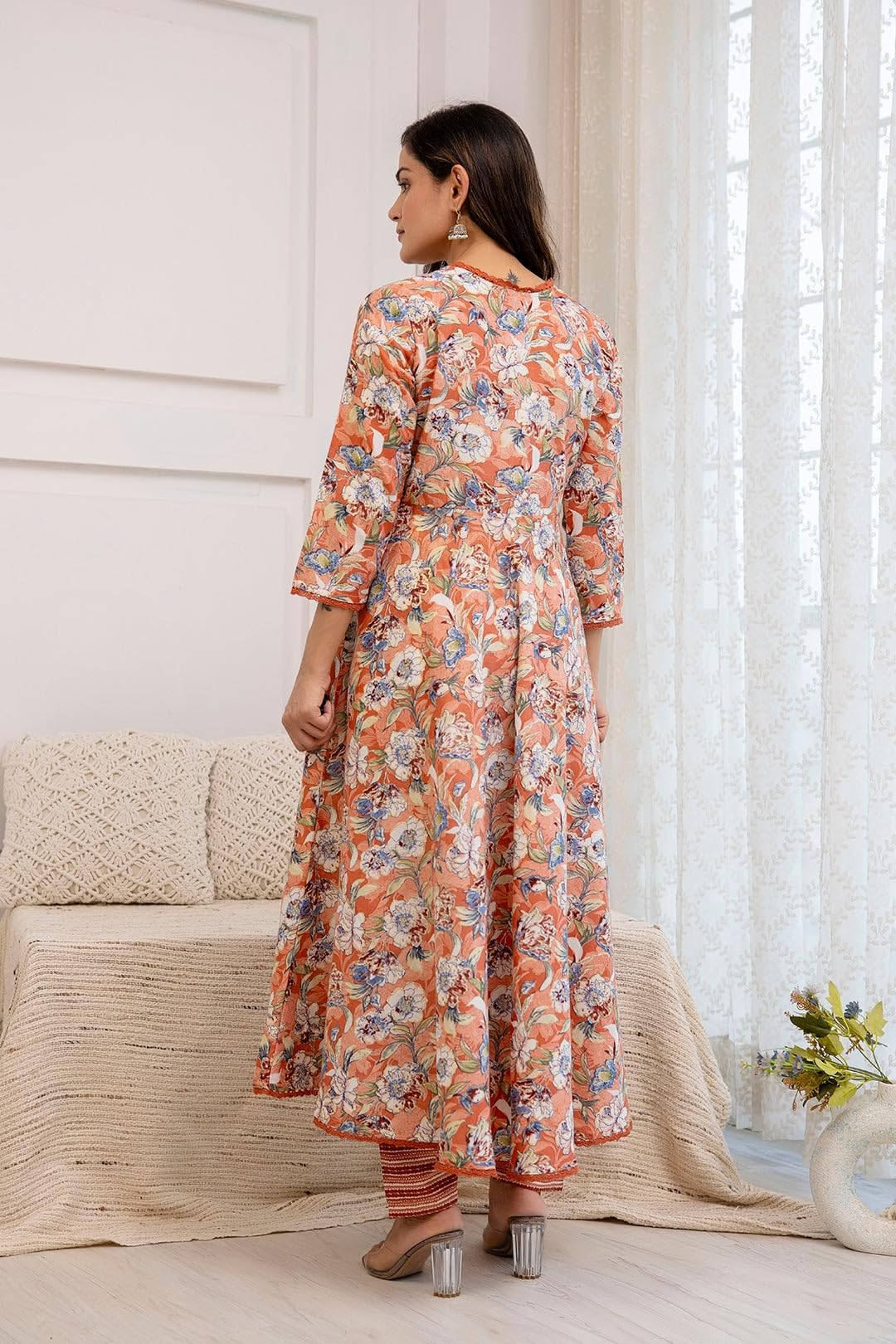 PARTHVI Women's Printed Cotton Anarkali Kurta Set - Image 3