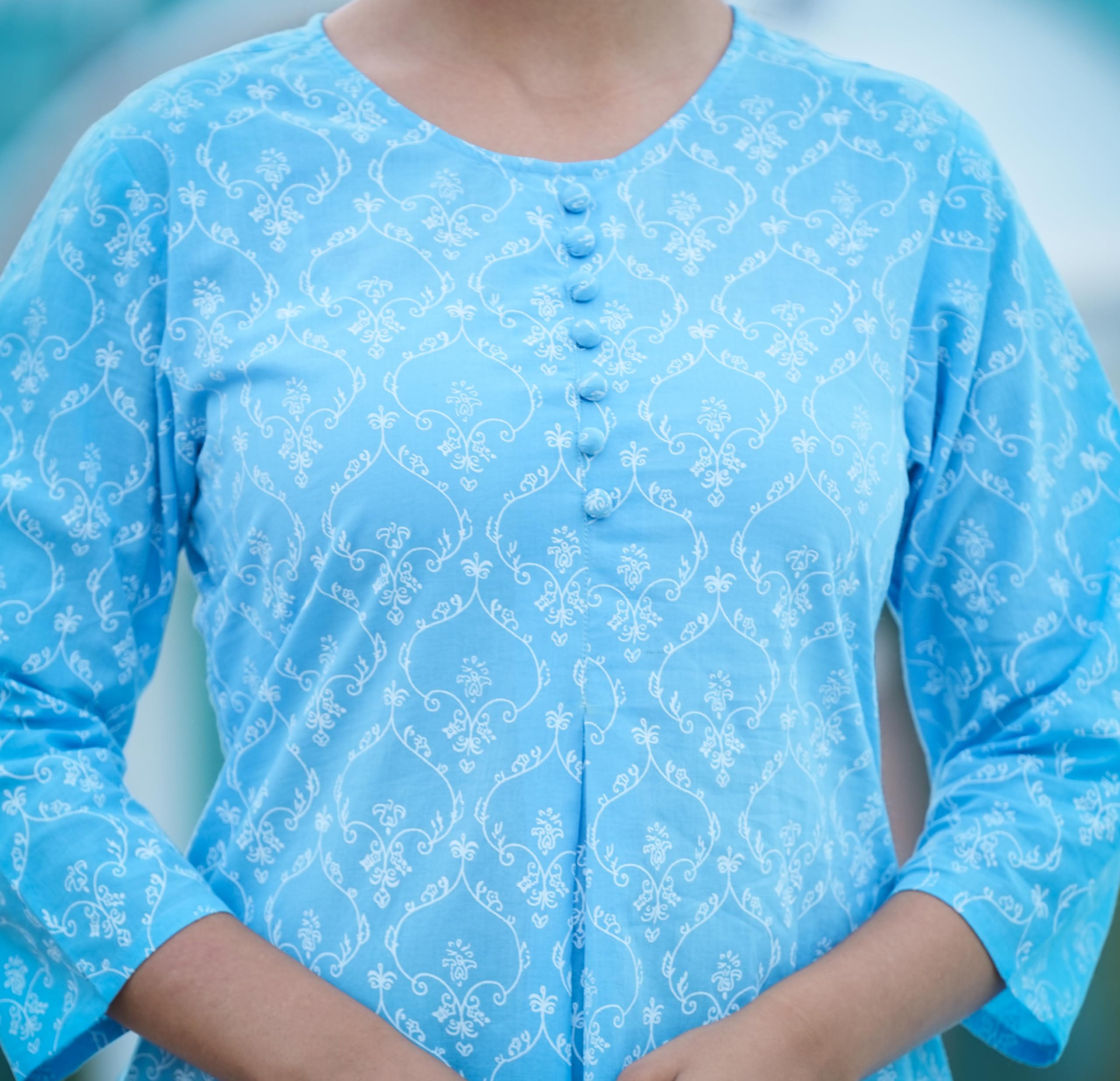 Yash Gallery Blue Floral Kurti for Women - Image 5