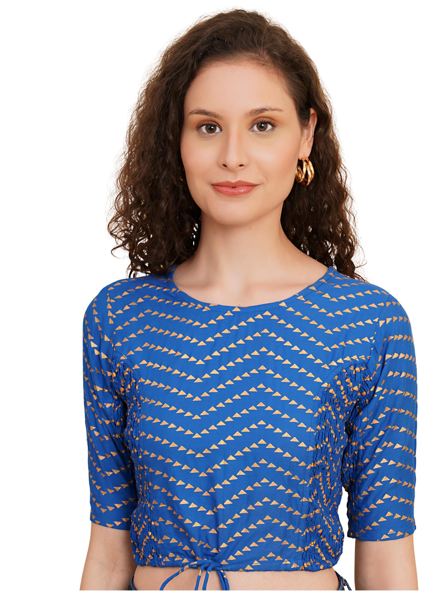 Yash Fashion Rayon Printed Blouse for Women - Blue