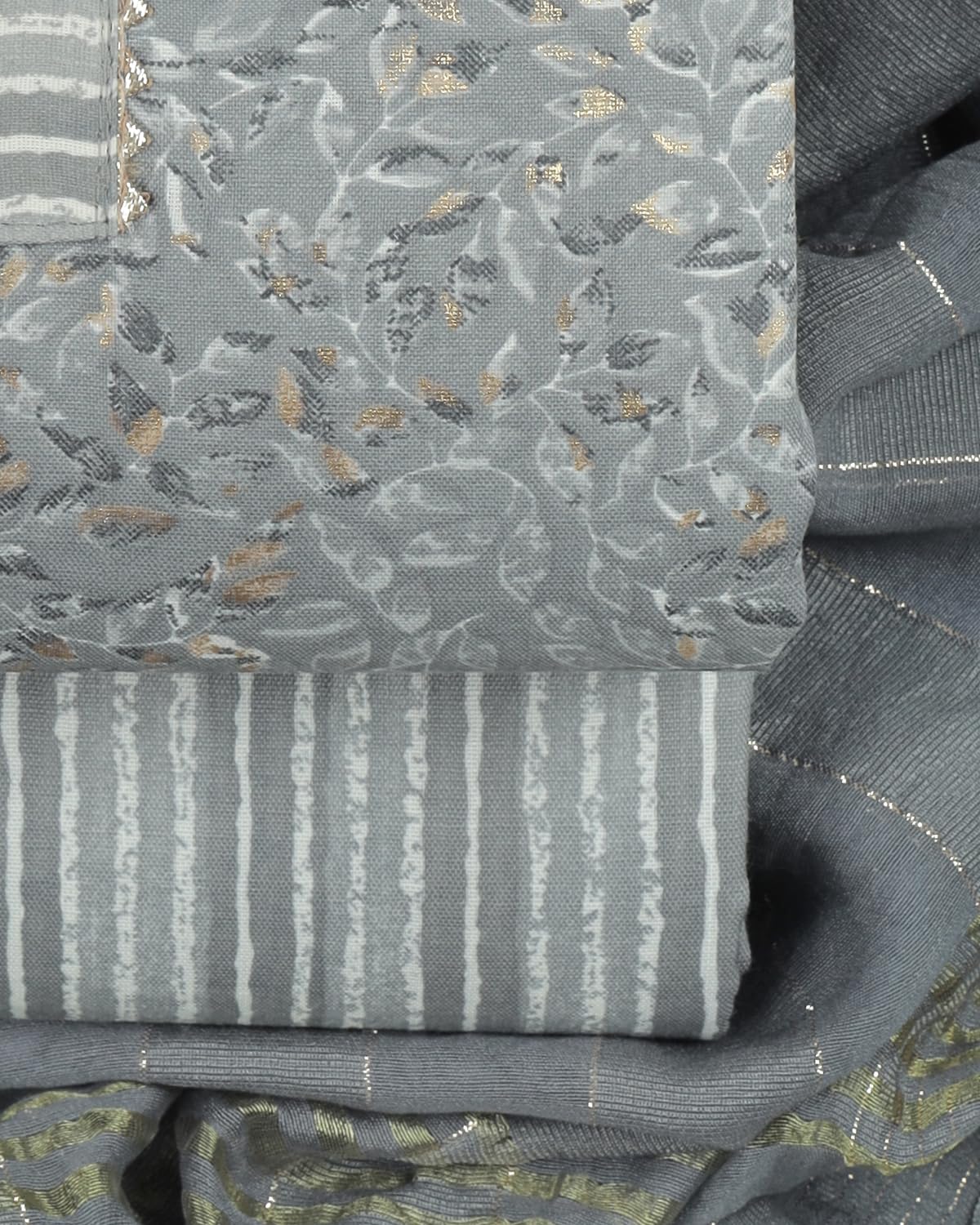 Sun Fashion Women's Cotton Blend Chudithar Material - Grey - Image 2