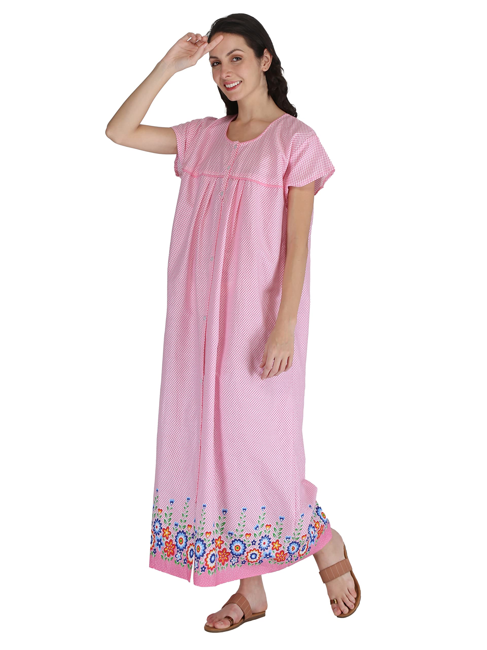 FEMIMODE Women's Cotton Front Open Nighty - Image 4
