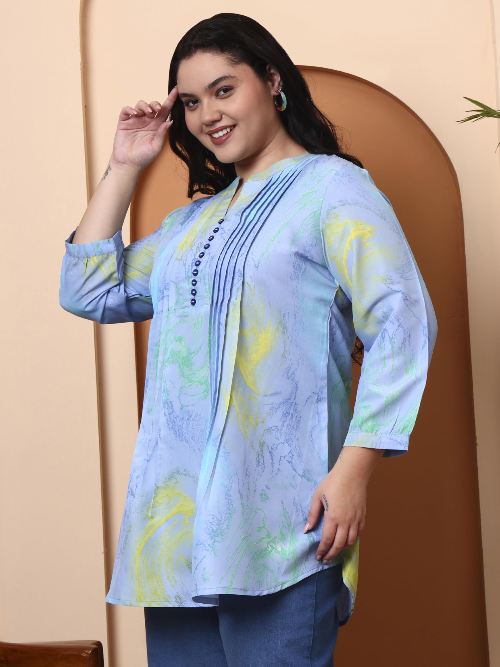 Yash Fashion Women's Polyester Marble Print Kurti - Image 4