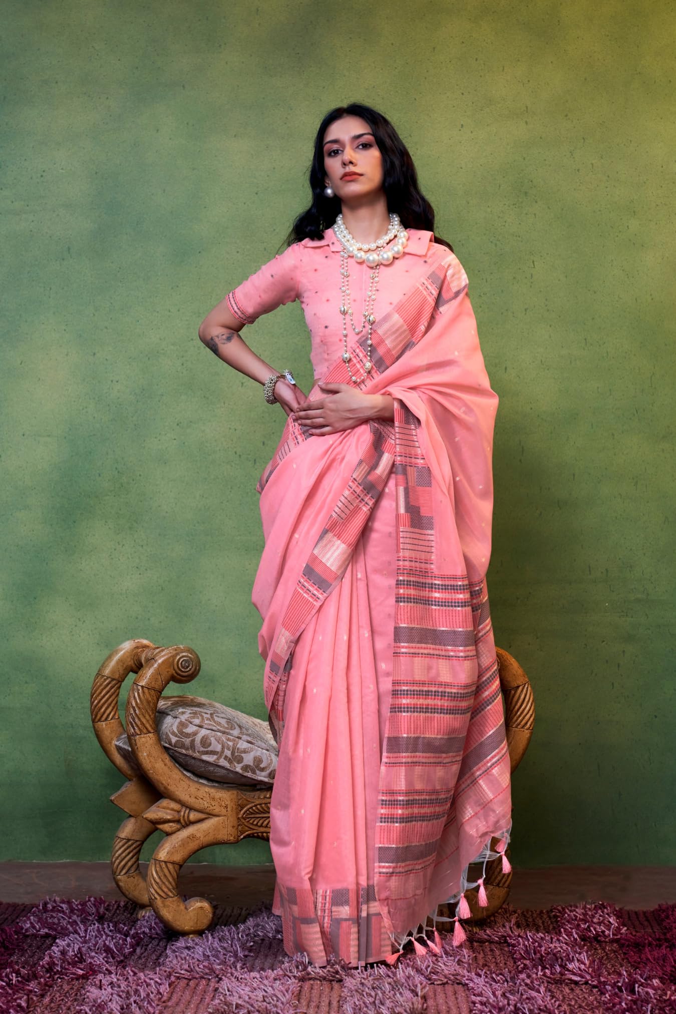 Kanjivaram Silk Saree for Women - Pink - Image 2