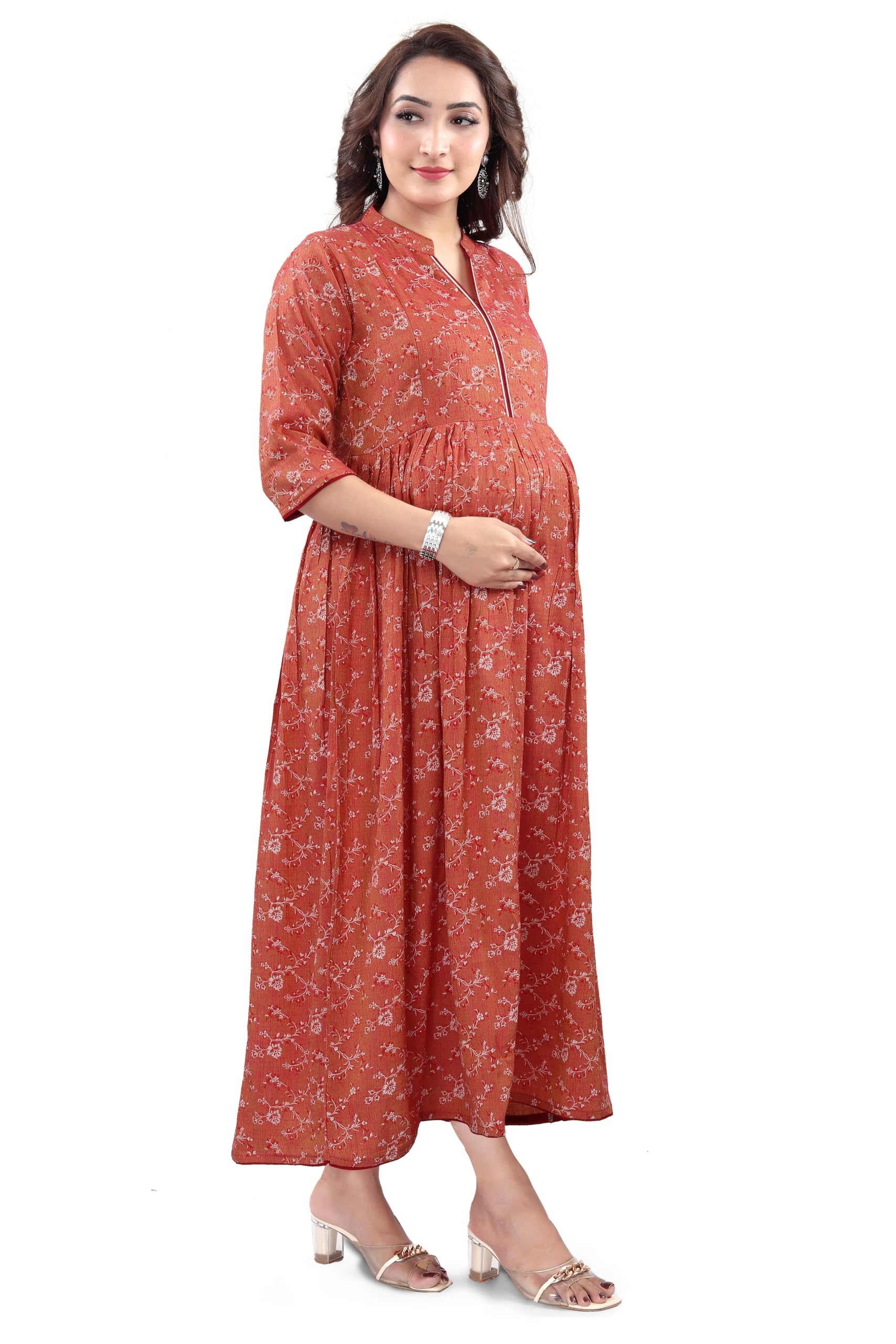 GarbGlide Kurti Women Flared Anarkali Maternity Dress - Image 5