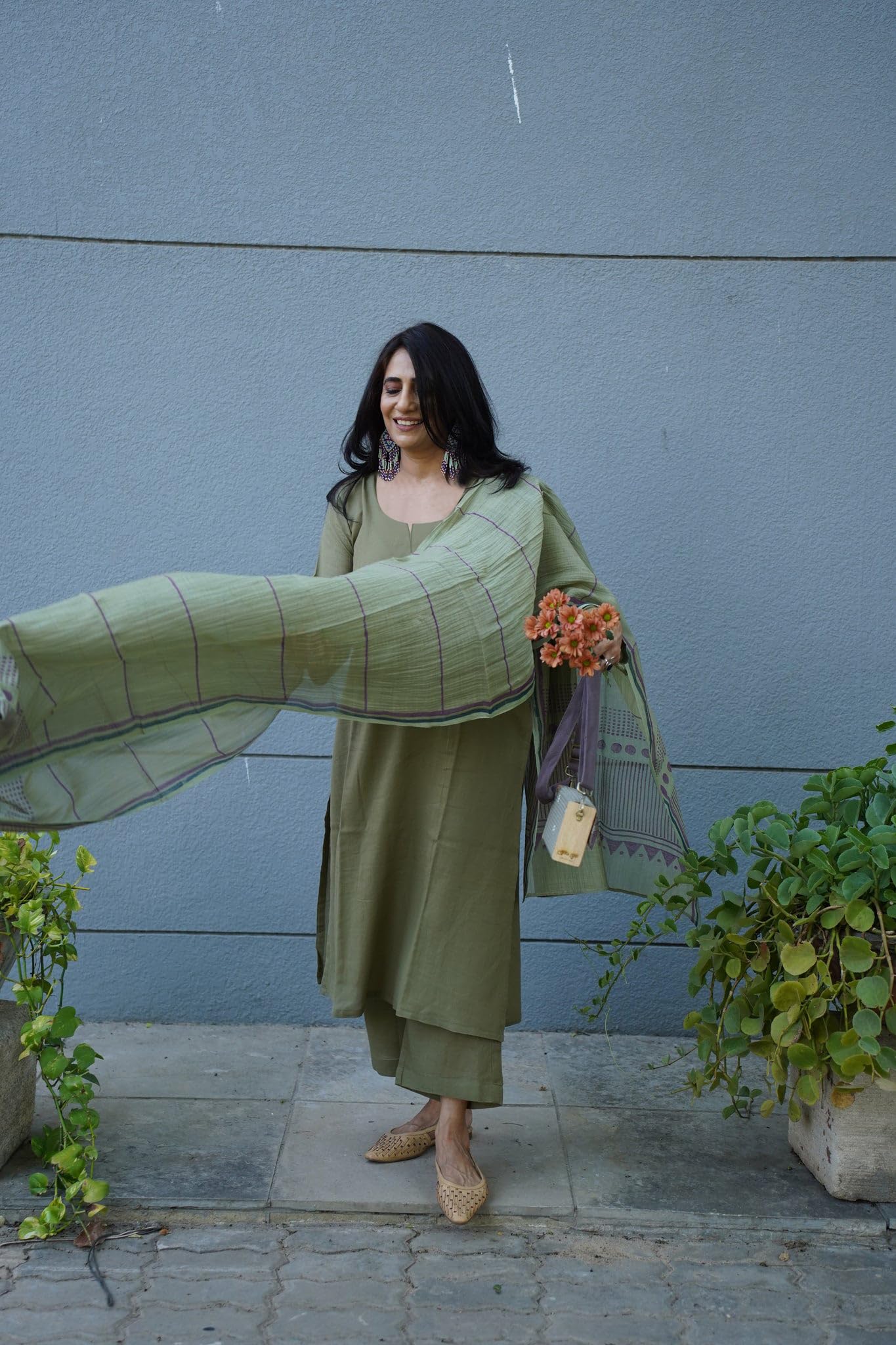 ANNI Kurta Set for Women - Purple Green - Image 3