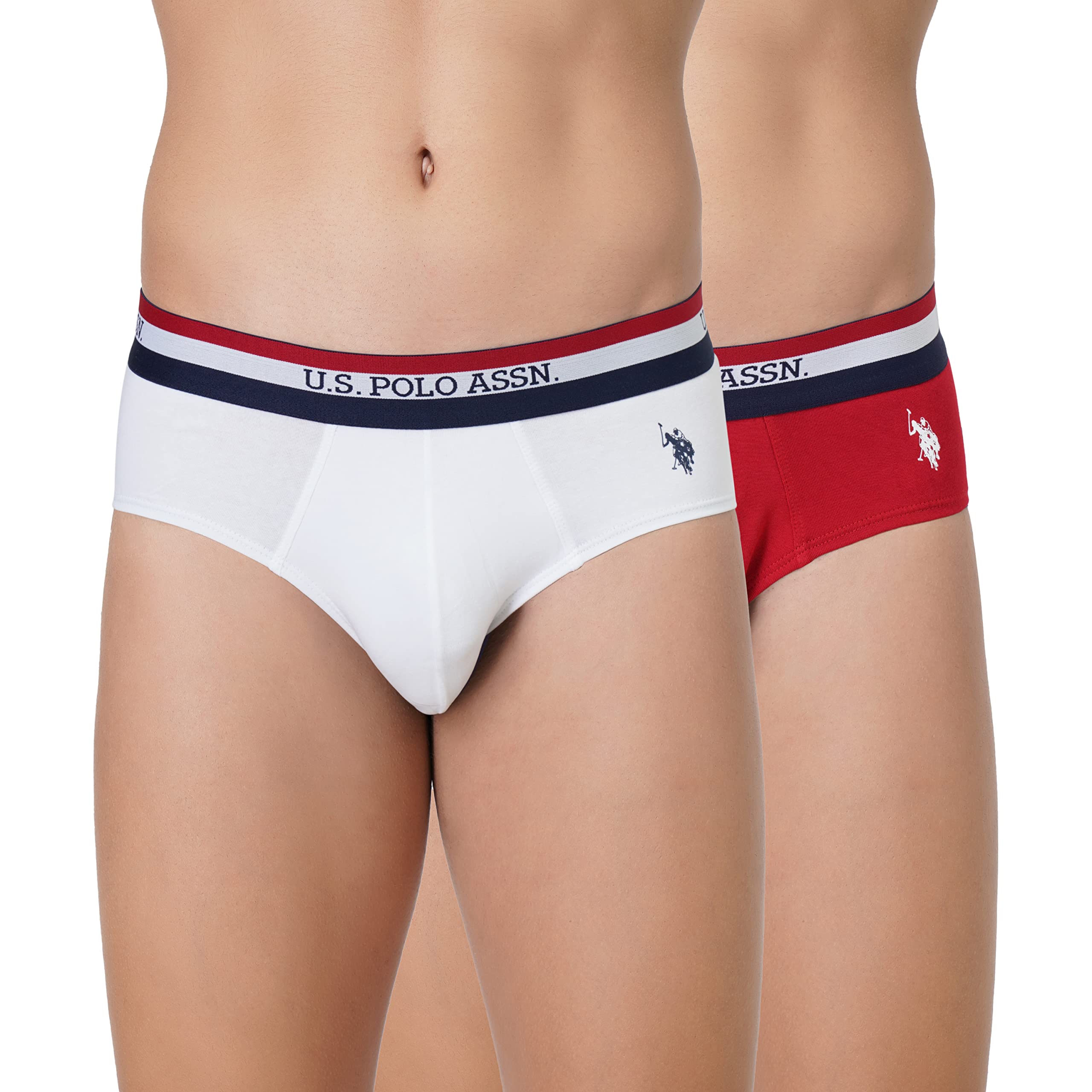 U.S. Polo Assn Men's Cotton Briefs - Red/White
