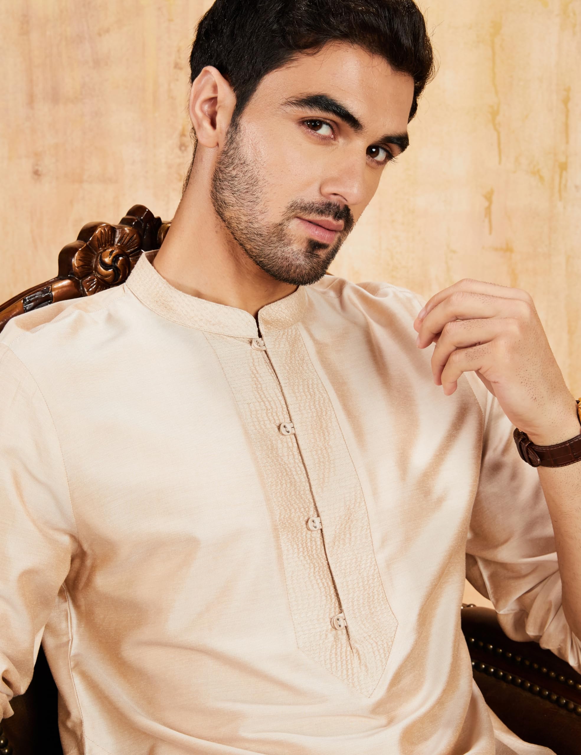 Symbol Men Kurtas - Beige - Image 4