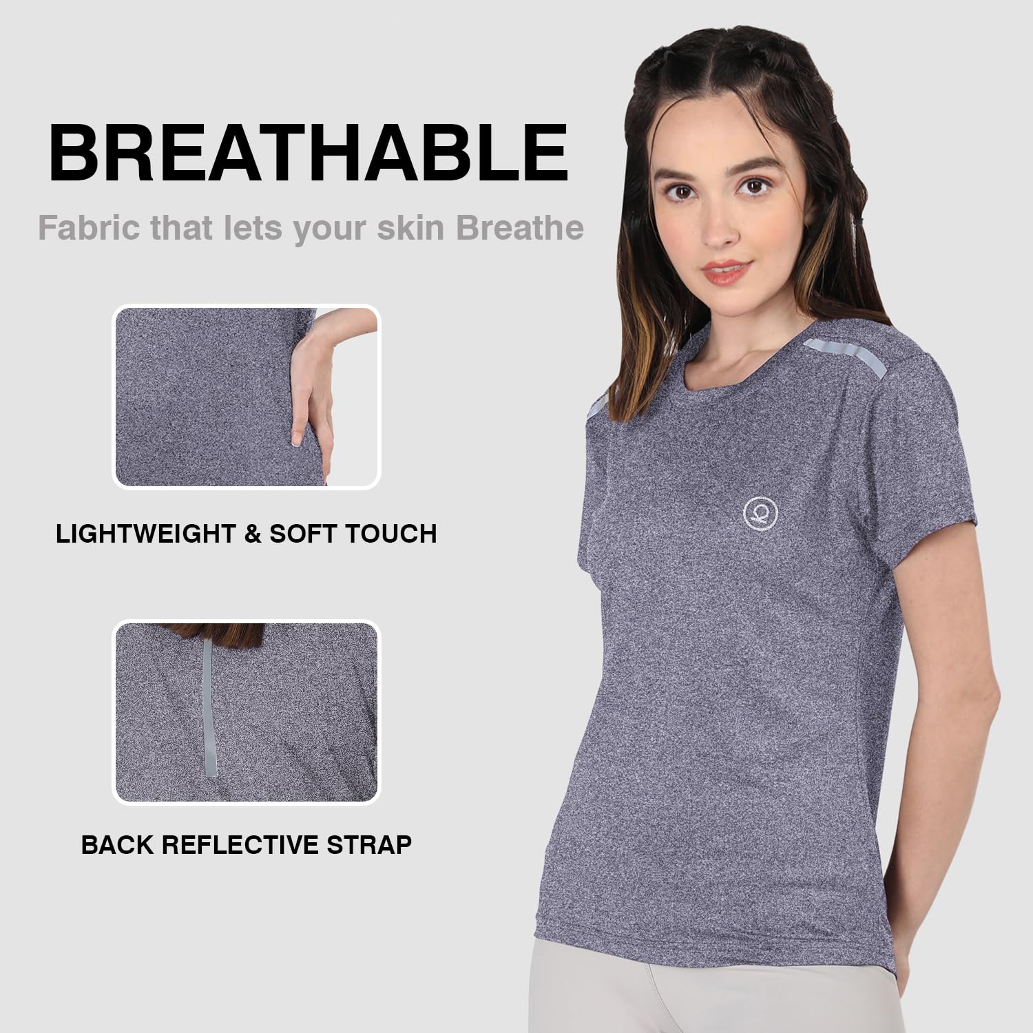 CHKOKKO Women's Gym T-Shirt - Purple - Image 3