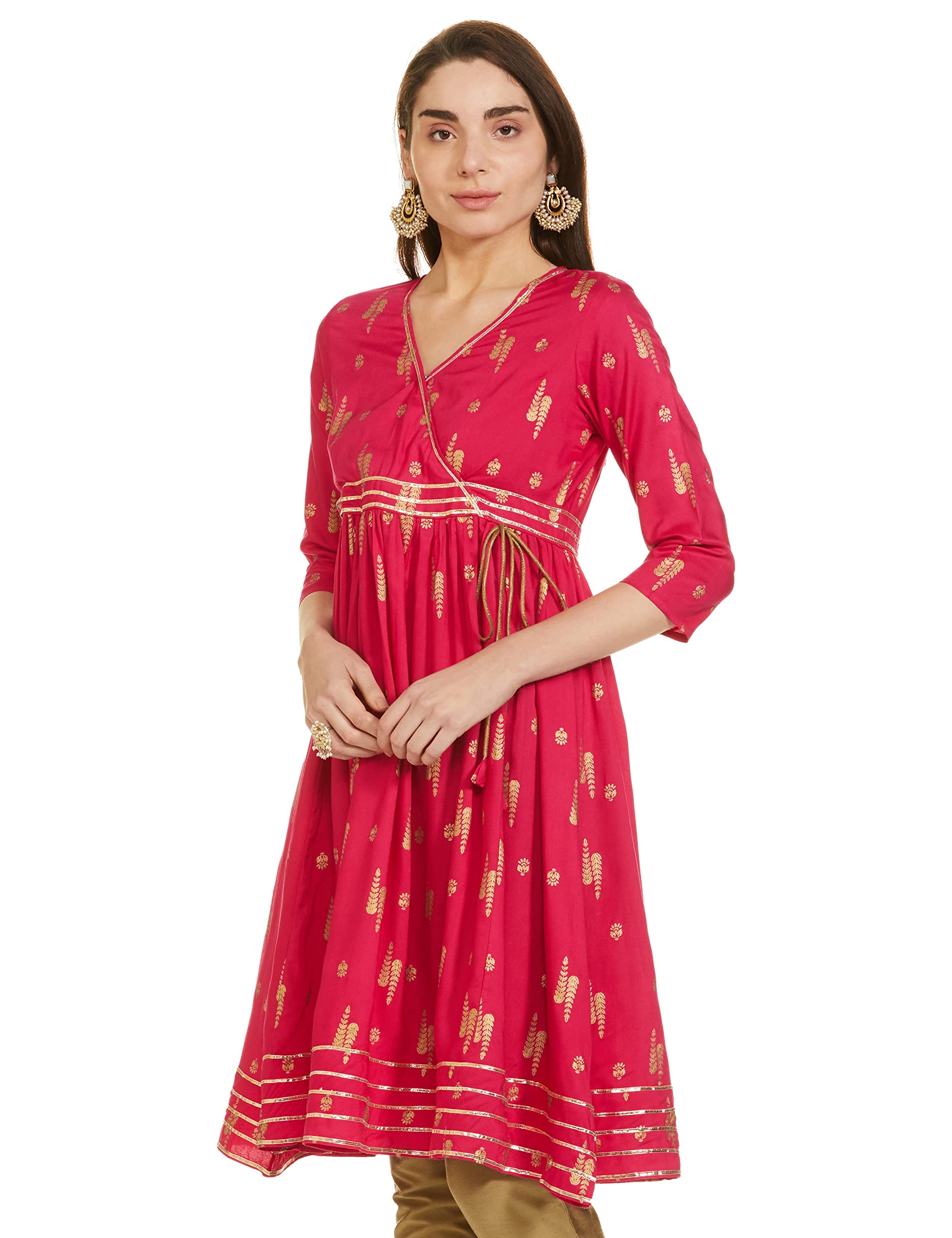 Tavasya Women's Rayon Kurti - Fuschia - Image 3