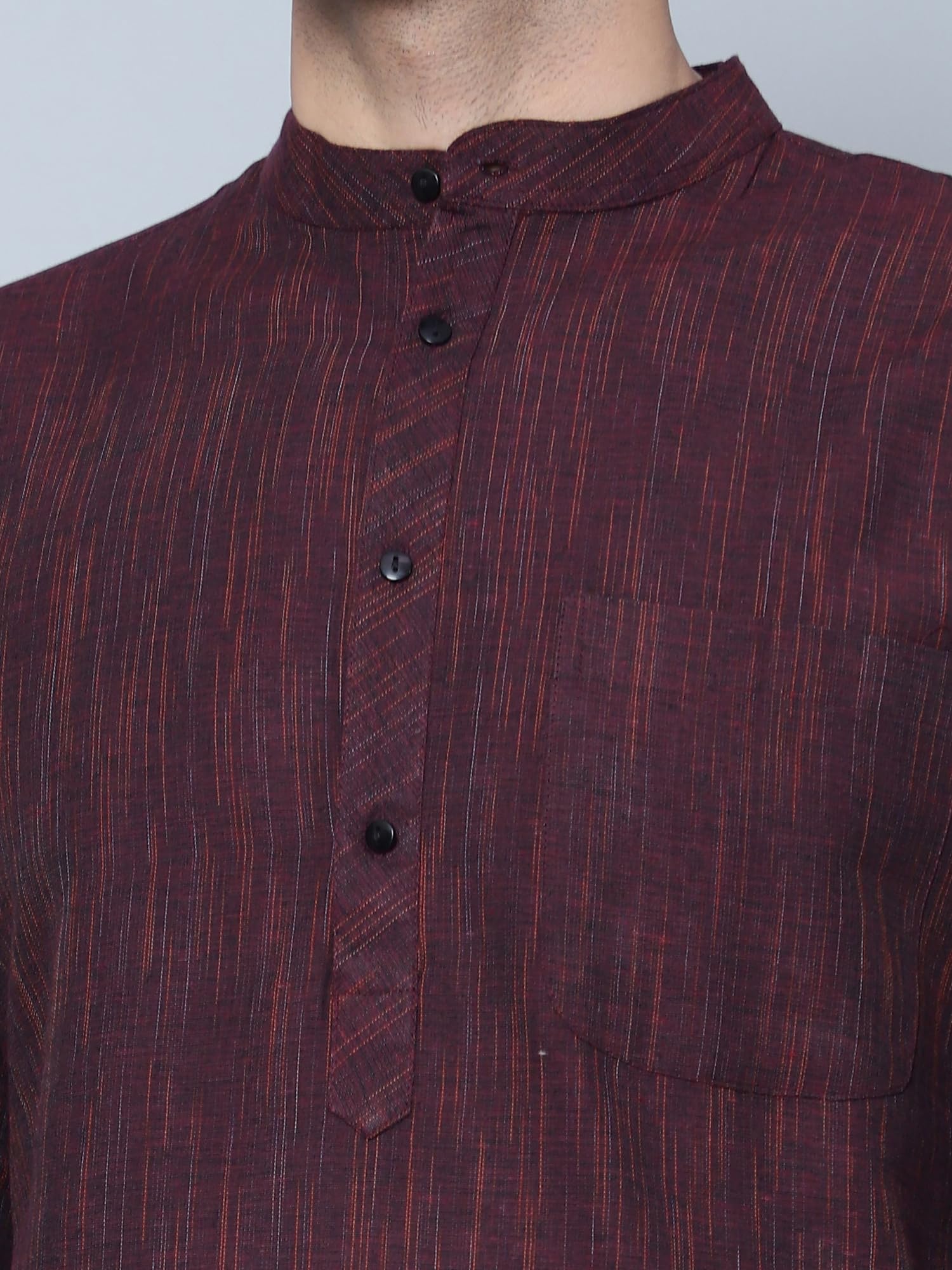 LATEST CHIKAN Maroon Textured Kurta for Men - Image 5