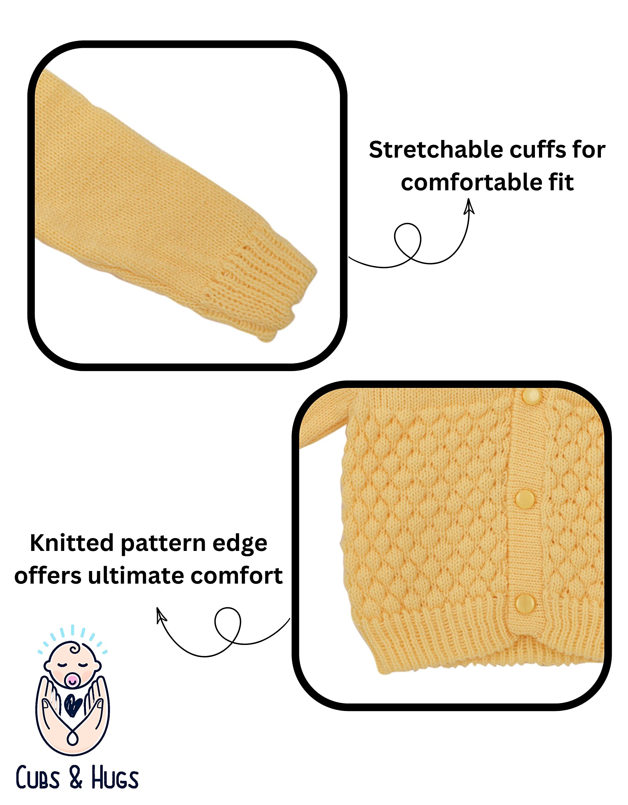 CUBS New Born Baby Clothes Set - Woollen Sweater - Mango Yellow - Image 4