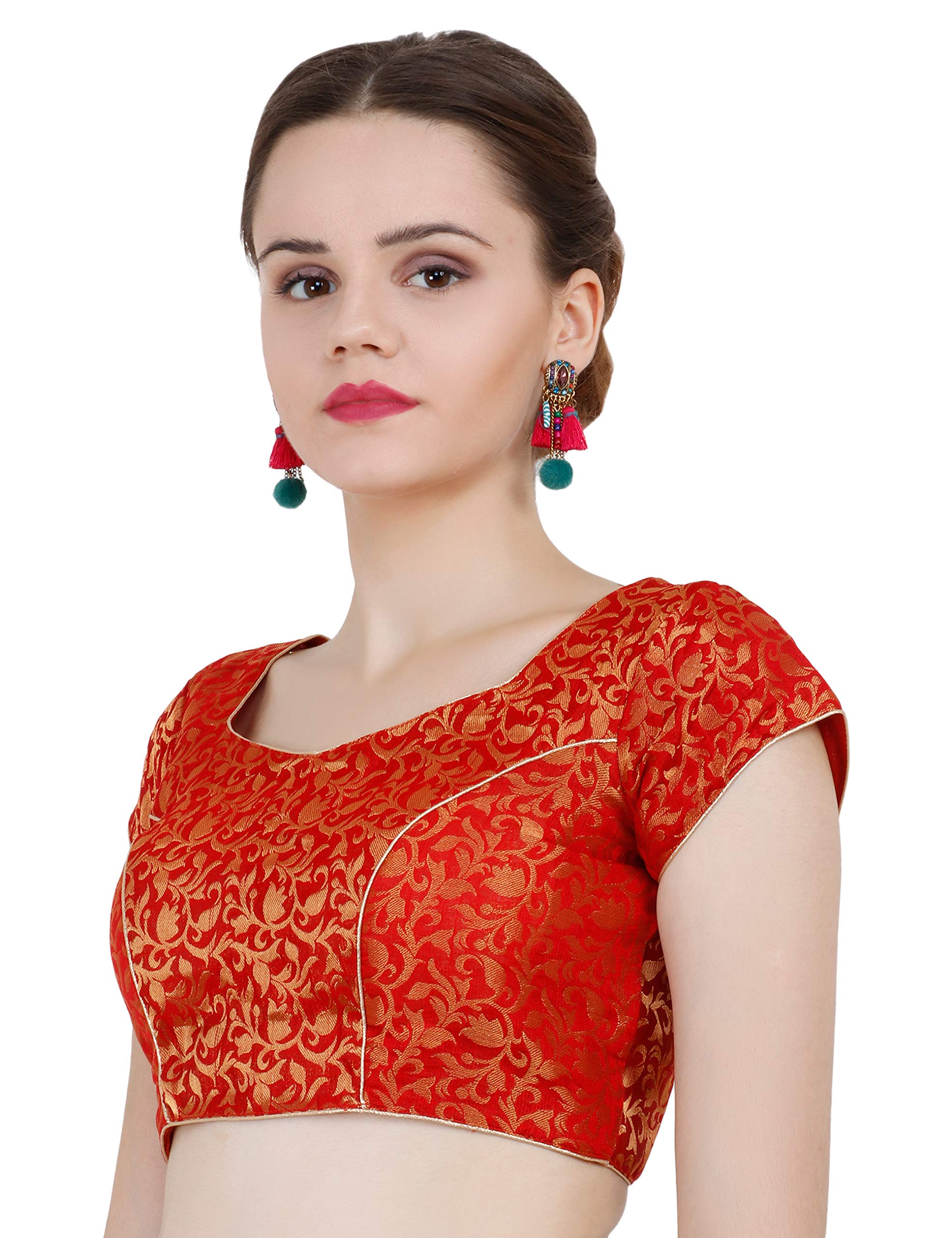 Banarasi Brocade Blouse for Women - Red - Image 3