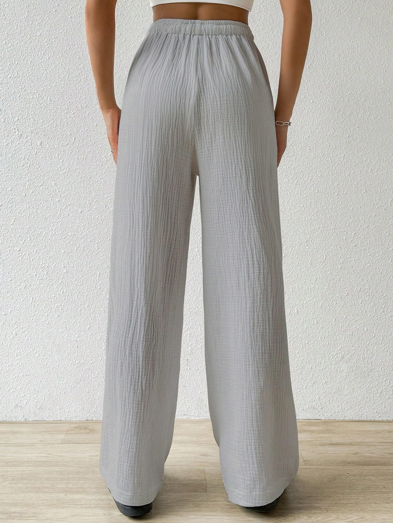 Shasmi Women's Light Grey Wide-Leg Pants - Image 2