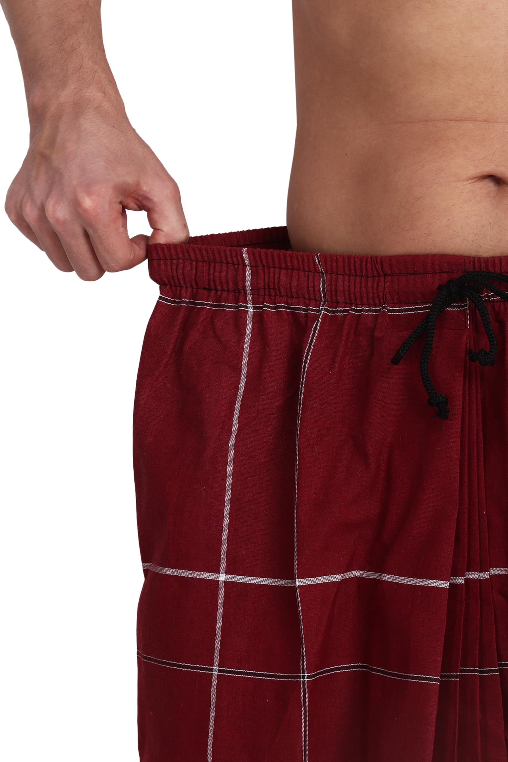 Gowri Tex Elastic Cotton Lungi - Red - Image 2