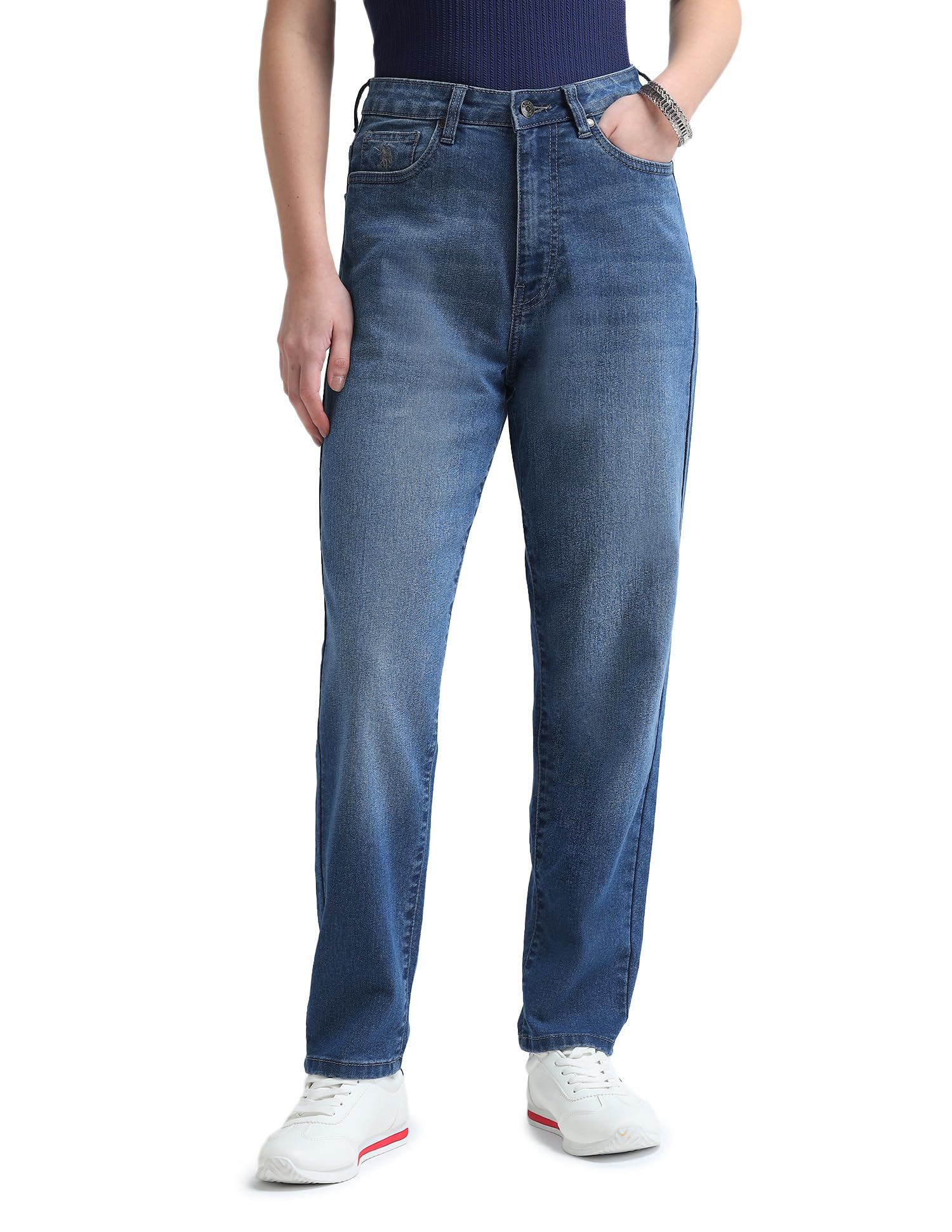 U. S. POLO ASSN. Women's Straight High Rise Jeans - Blue