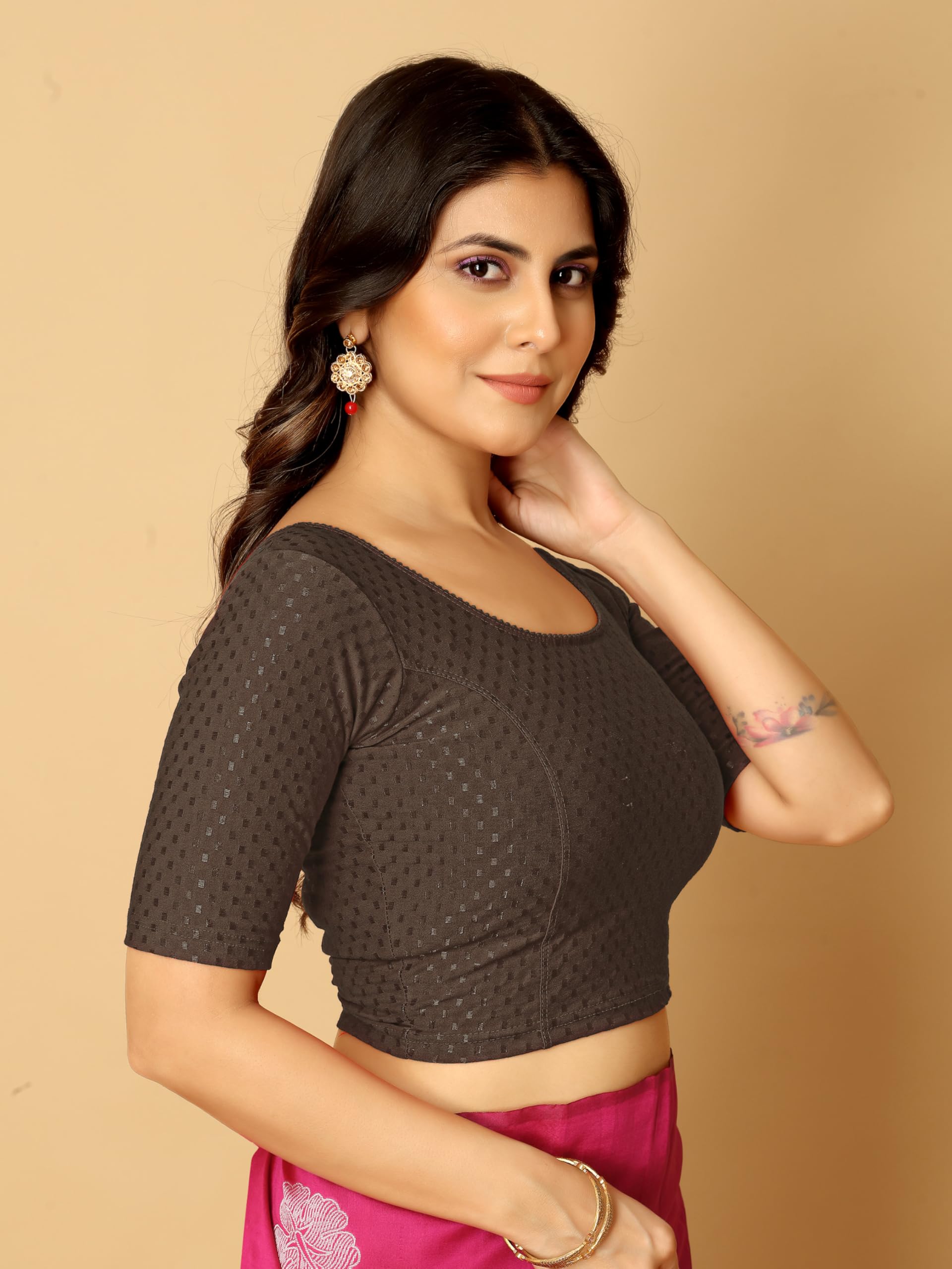 Anarva Women's Saree Blouse - Coffee - Image 2