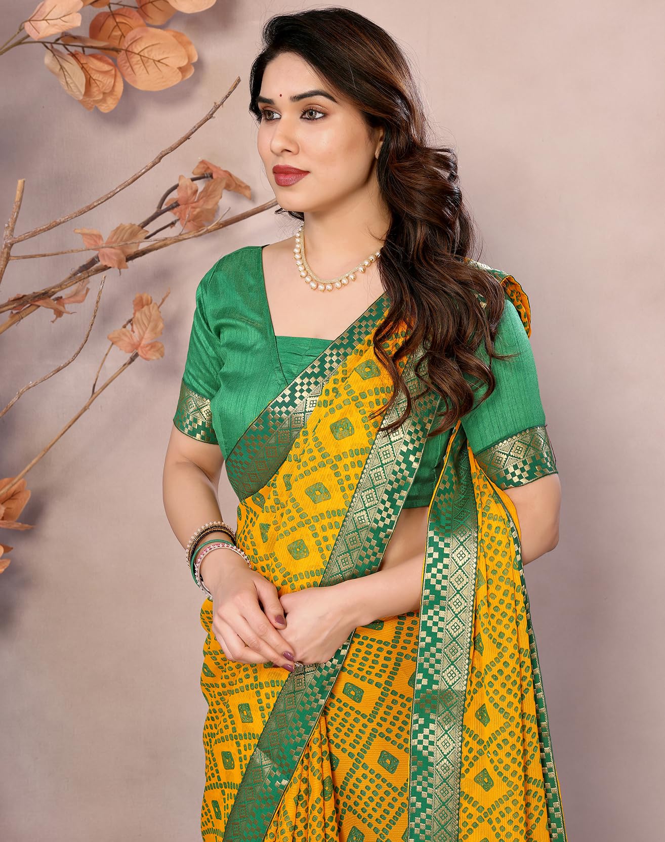 Gomti Yellow Georgette Saree with Lace Border - Image 5