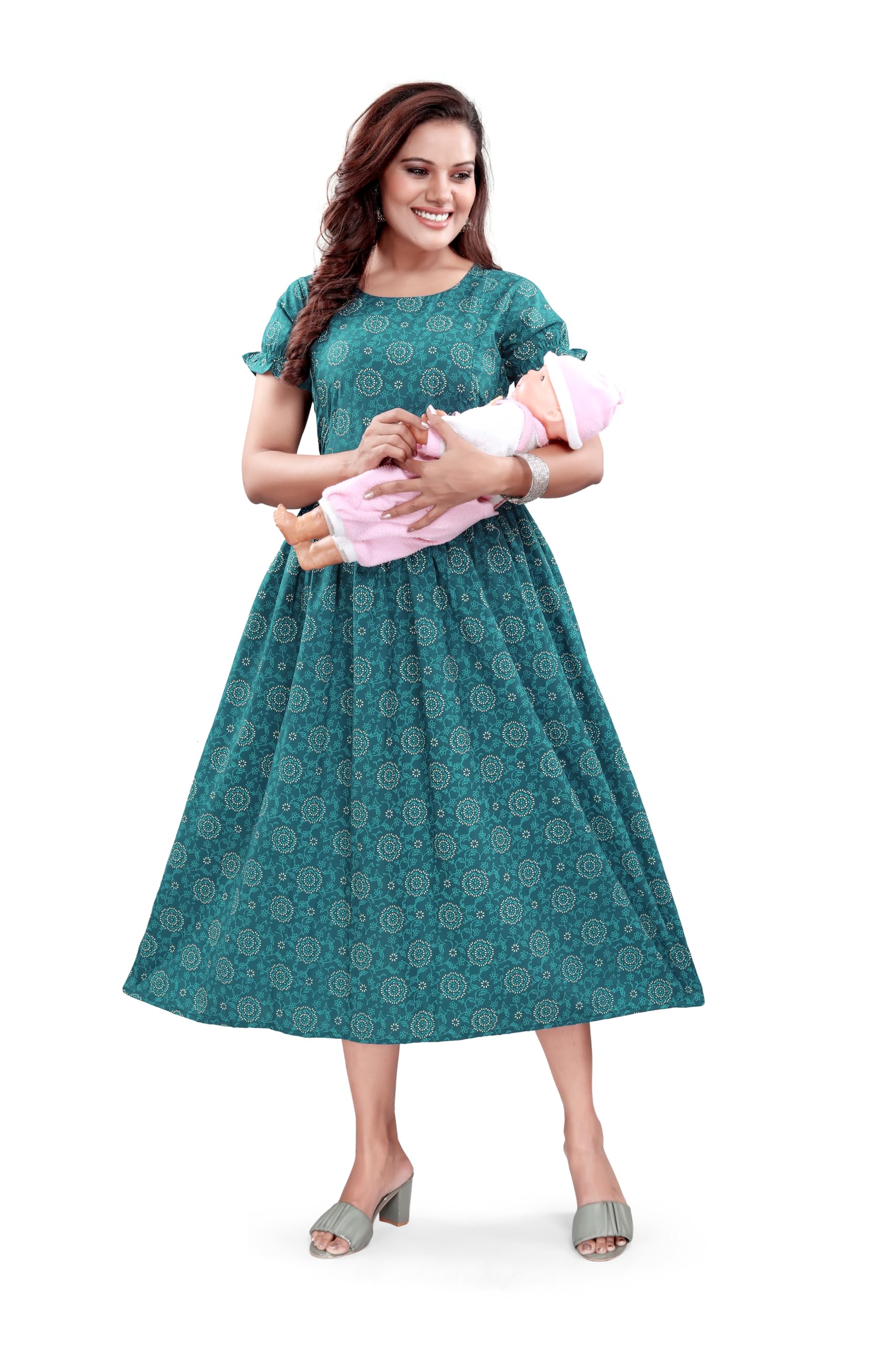 GarbGlide Cotton Rayon Maternity Feeding Dress for Women - Image 2