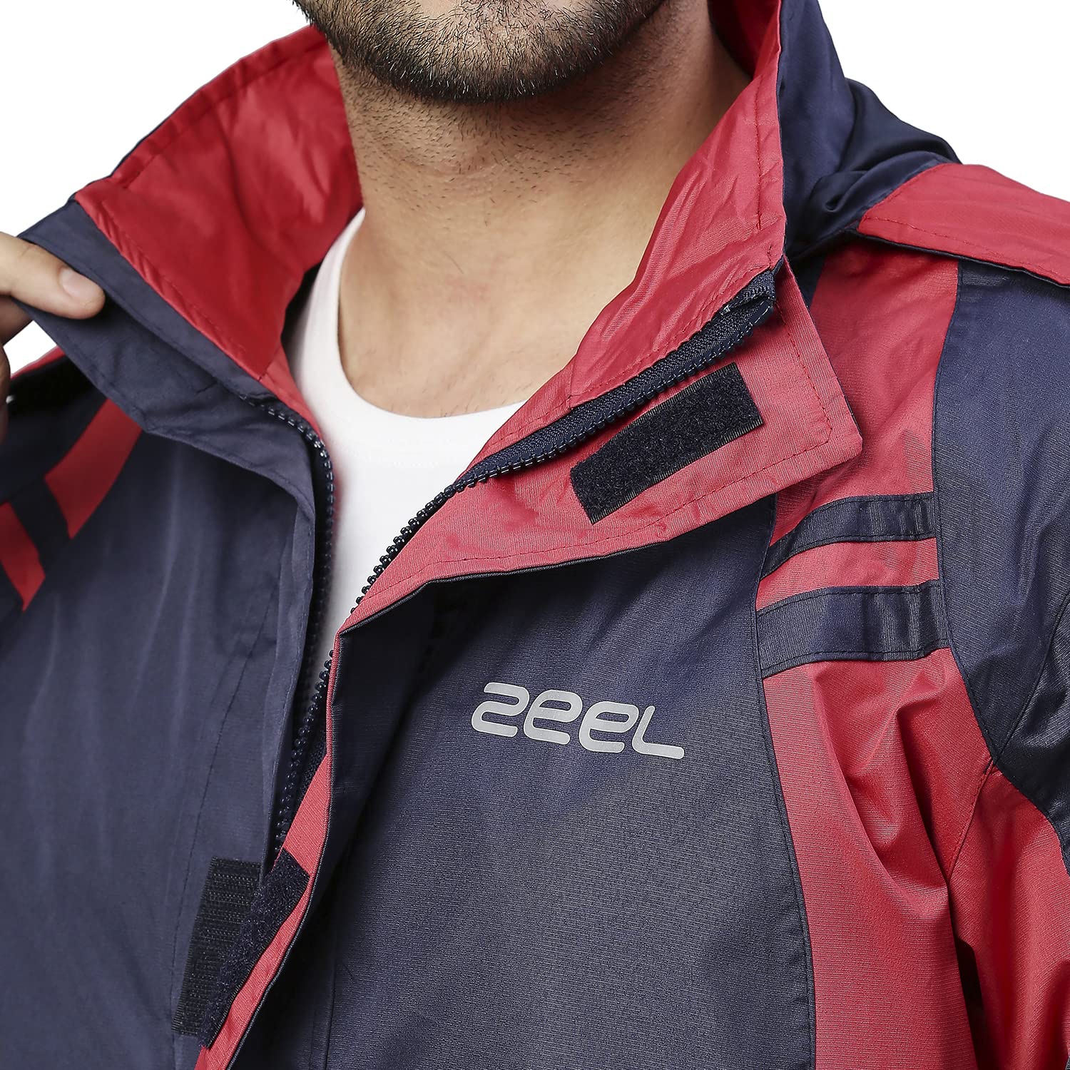 ZEEL Raincoat for Men - Navy Blue Red Waterproof - Image 4