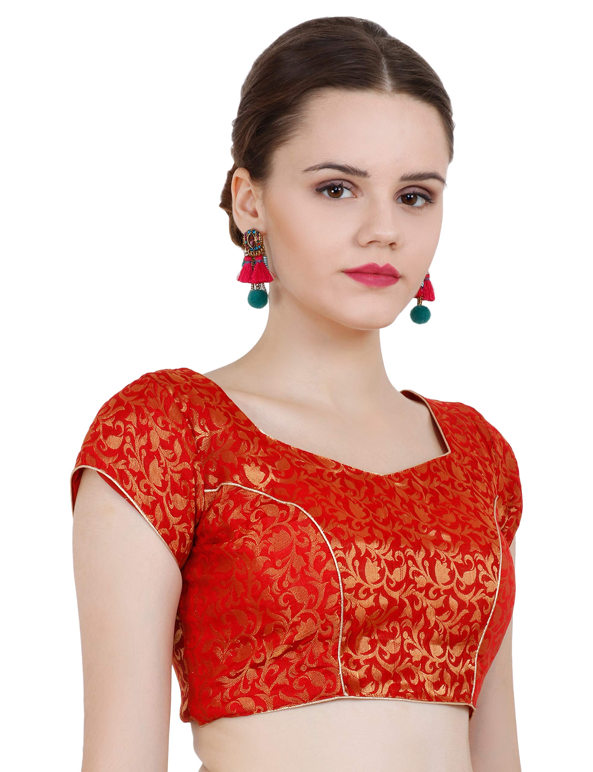 Banarasi Brocade Blouse for Women - Red - Image 4