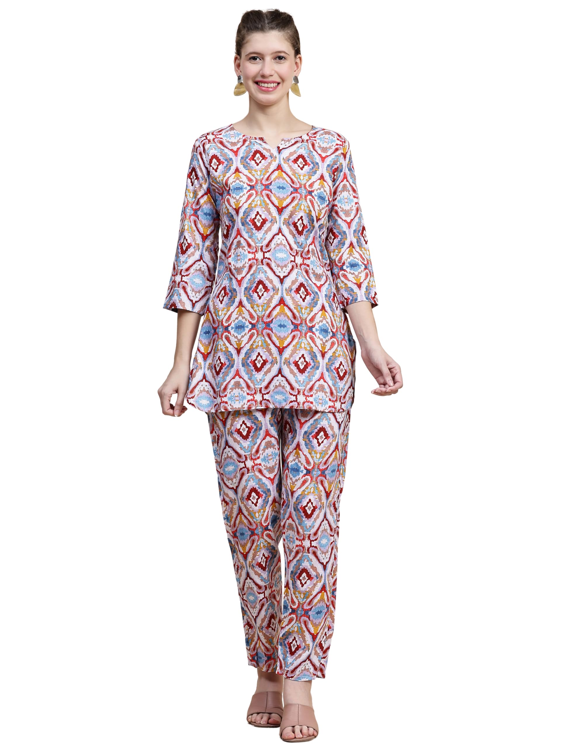 Truvon Fashions Women's Kurta & Pant Set - Pink Multi