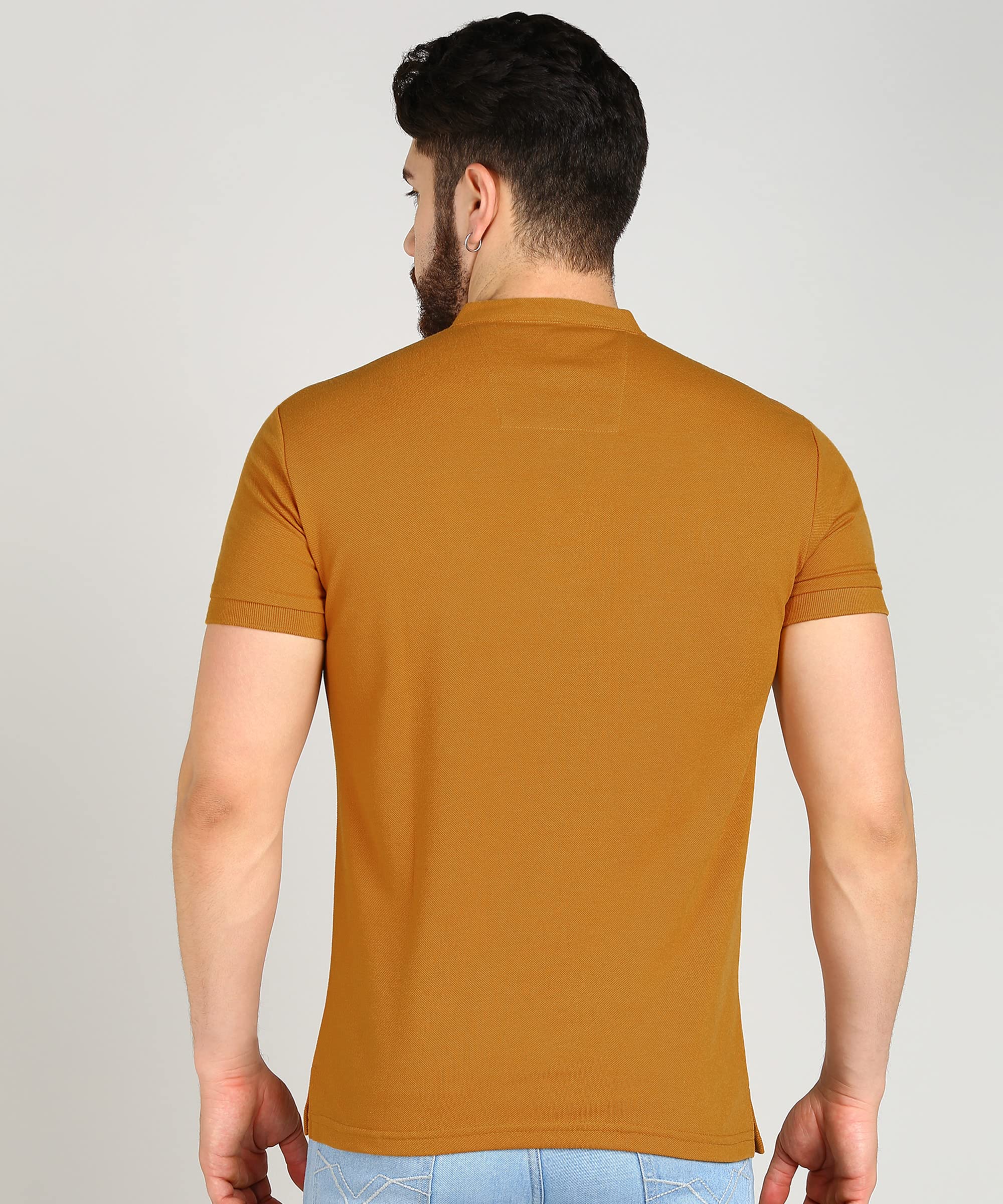 Alan Jones Clothing Men's Mandarin Collar Polo - Tan - Image 3