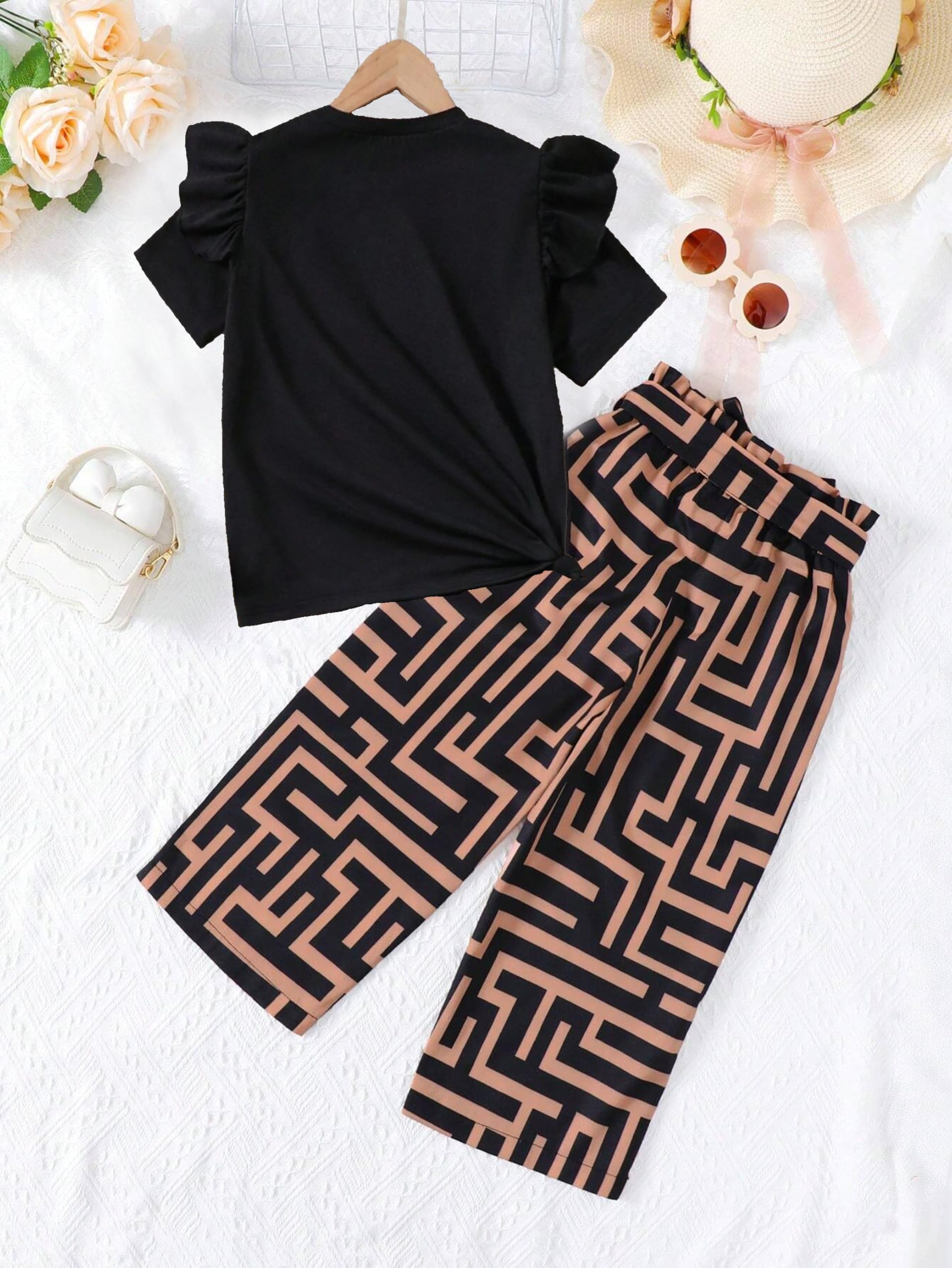 TAGAS Girls Solid Tank Top & Polka Dot Pants - Image 3