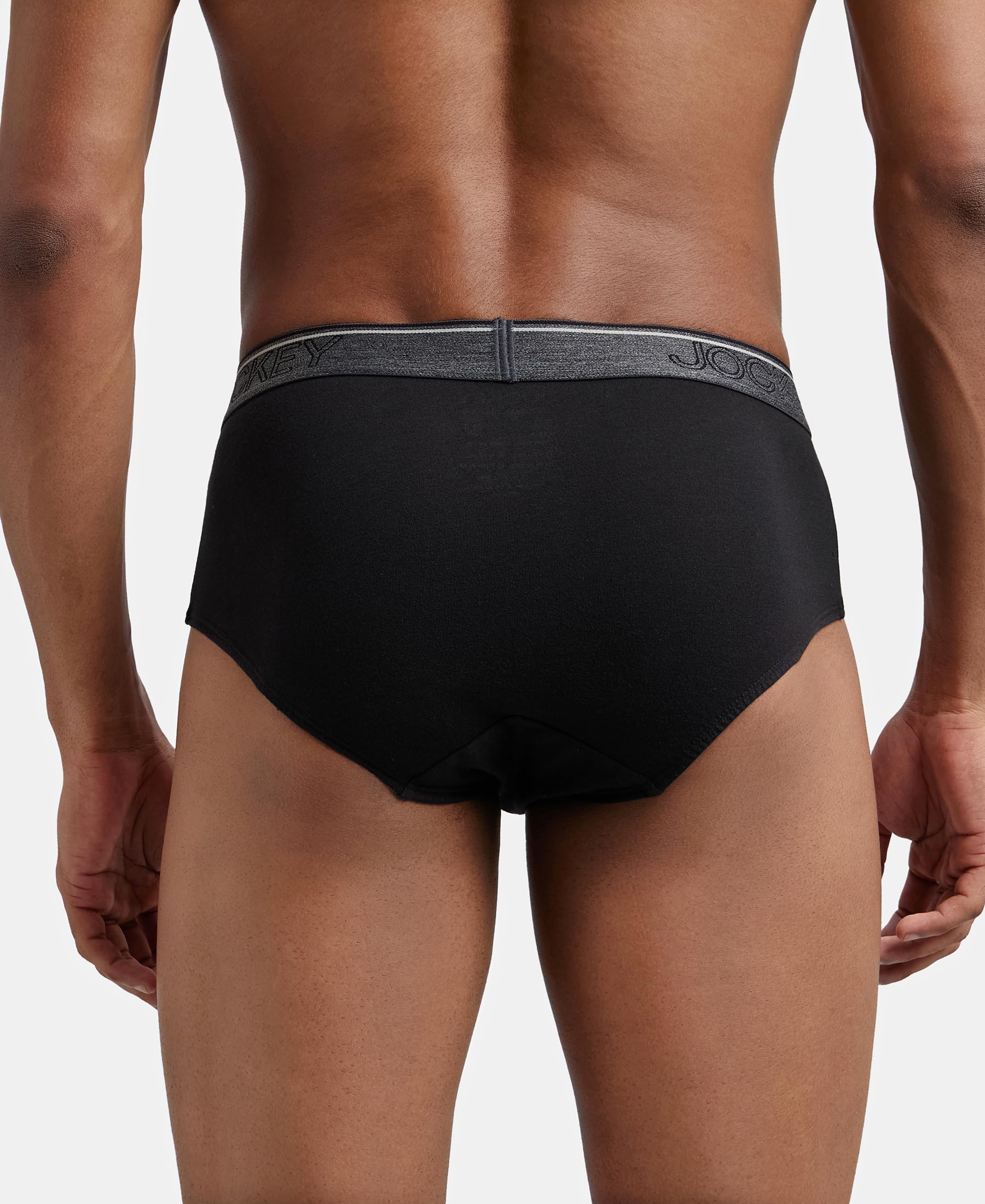 Jockey Men's Cotton Solid Brief - Black - Image 4