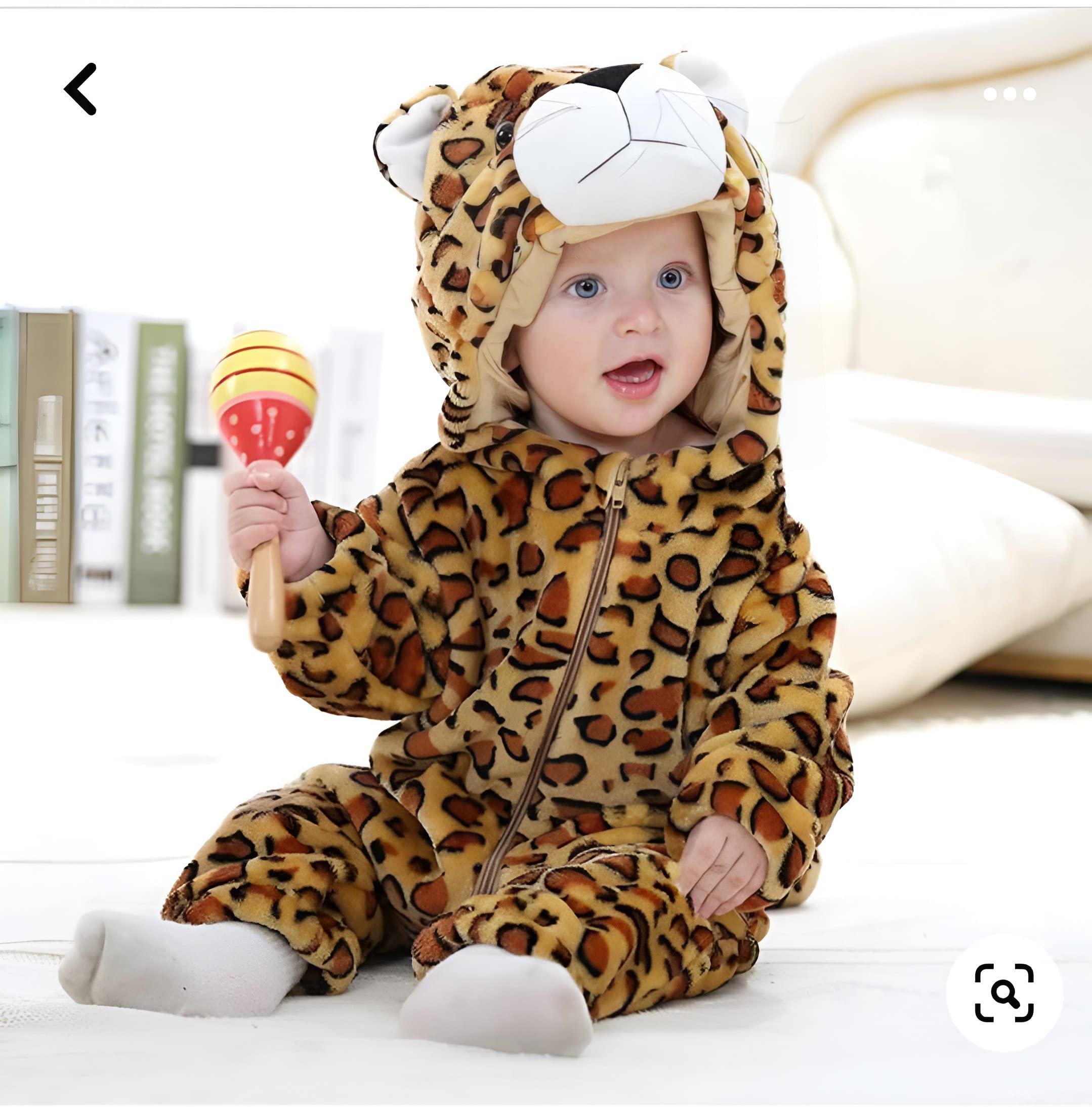 BRANDONN Unisex Baby Panda Flannel Romper - Leopard Print - Image 5