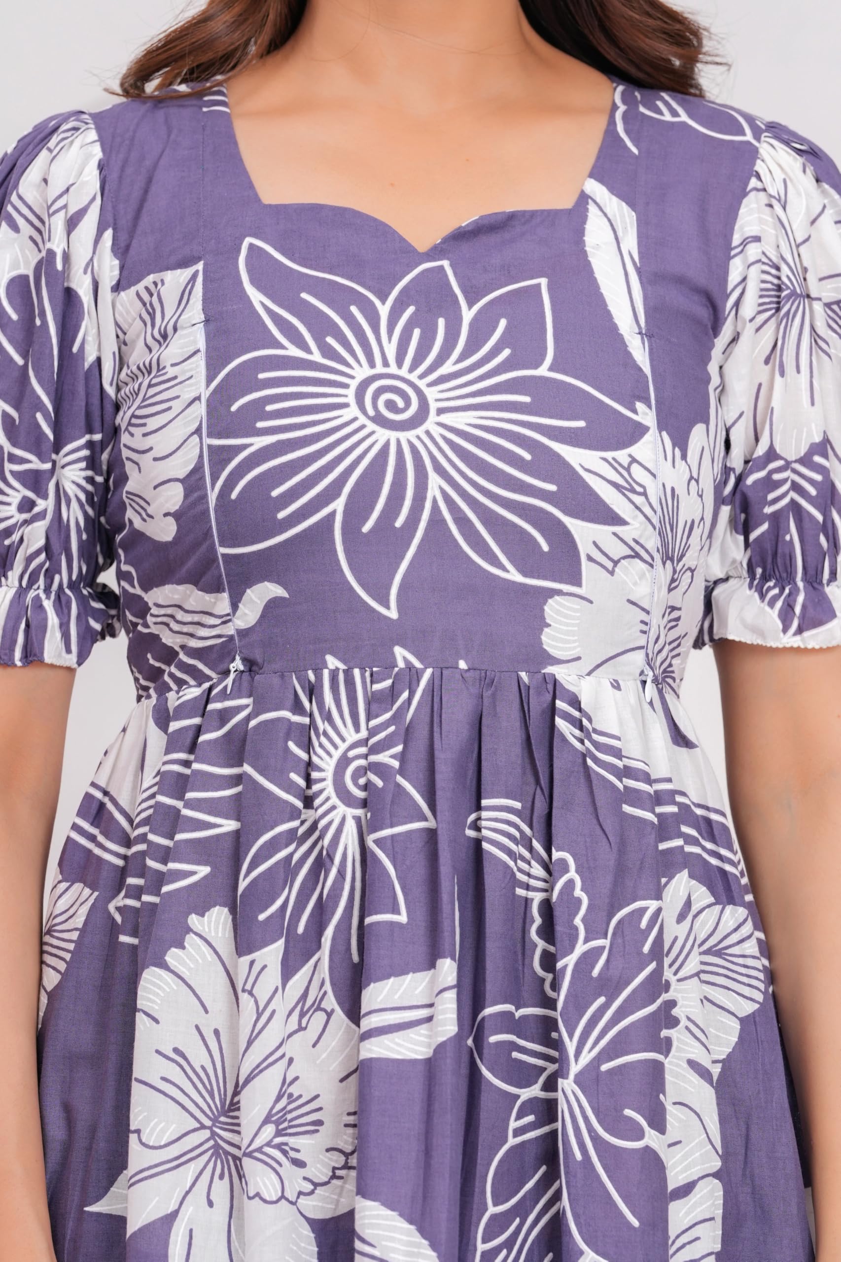 Purple Anarkali Maternity Nursing Dress - Image 4