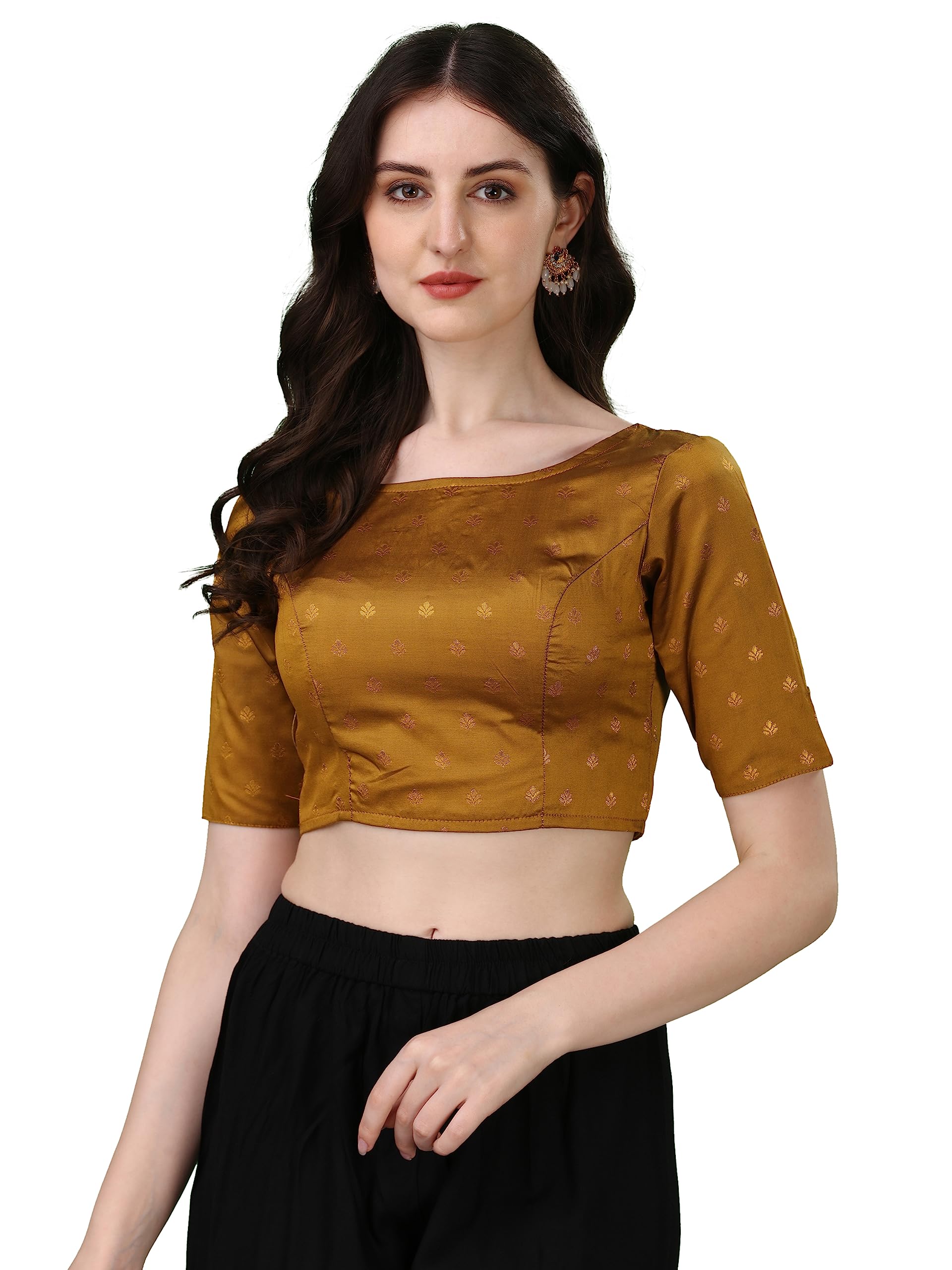 GarbGlide Women Indian Ethnic Blouse - Brown