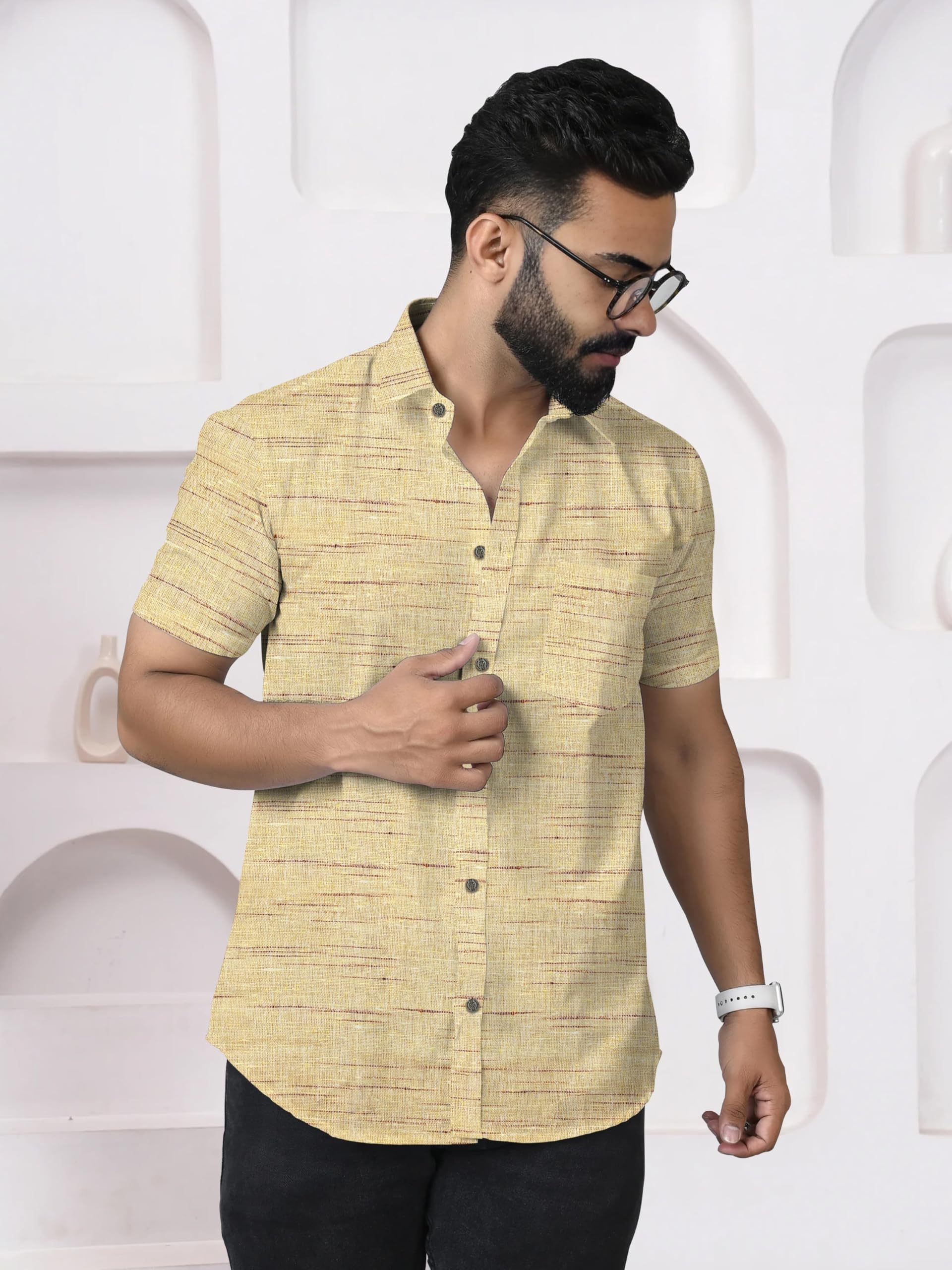 GarbGlide Men's Cotton Blend Striped Shirt - Image 3