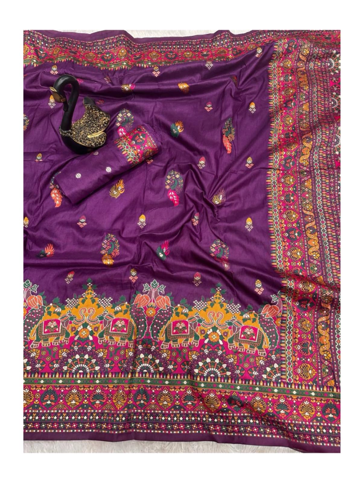 Kanjivaram Banarasi Silk Saree for Women - Purple