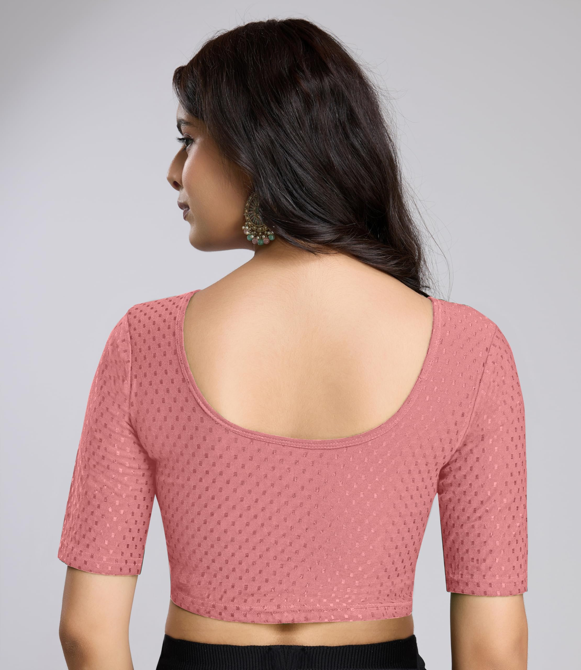 TRENDMALLS Women Dobby Cotton Blouse - Salmon Pink - Image 2