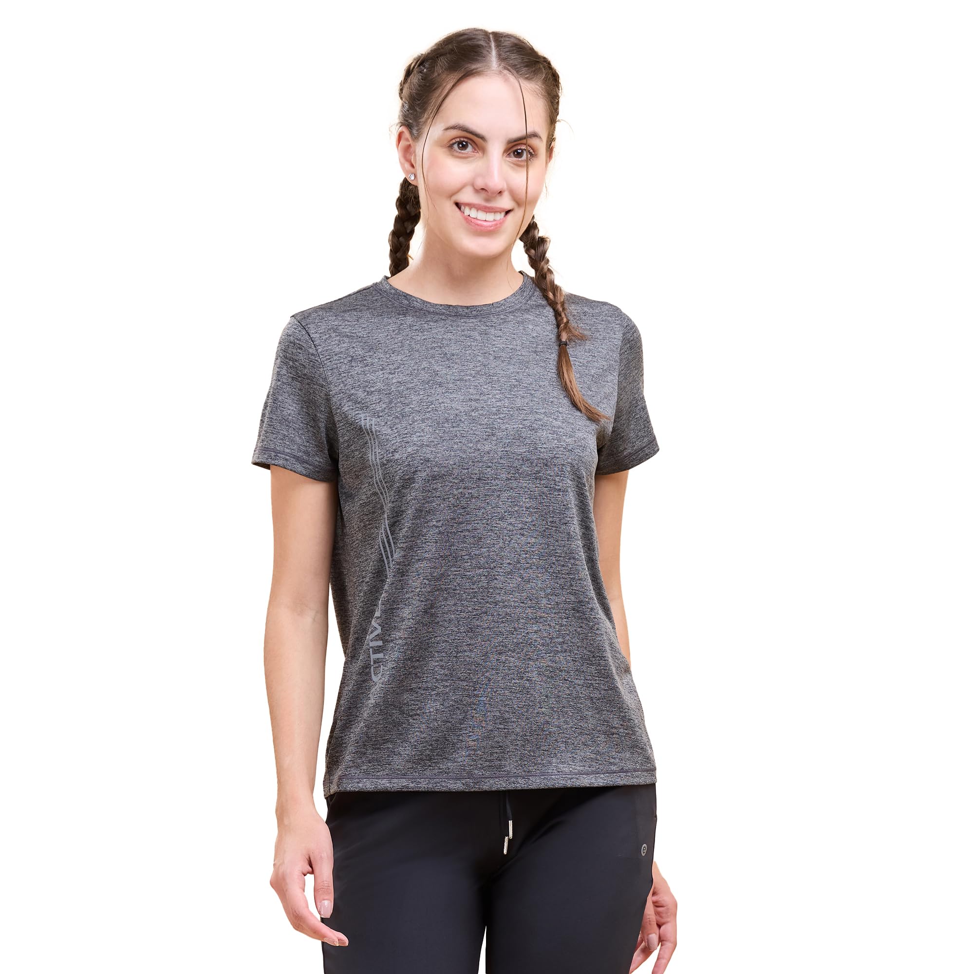 Enamor Women's Dry Fit T-Shirt - Black Melange