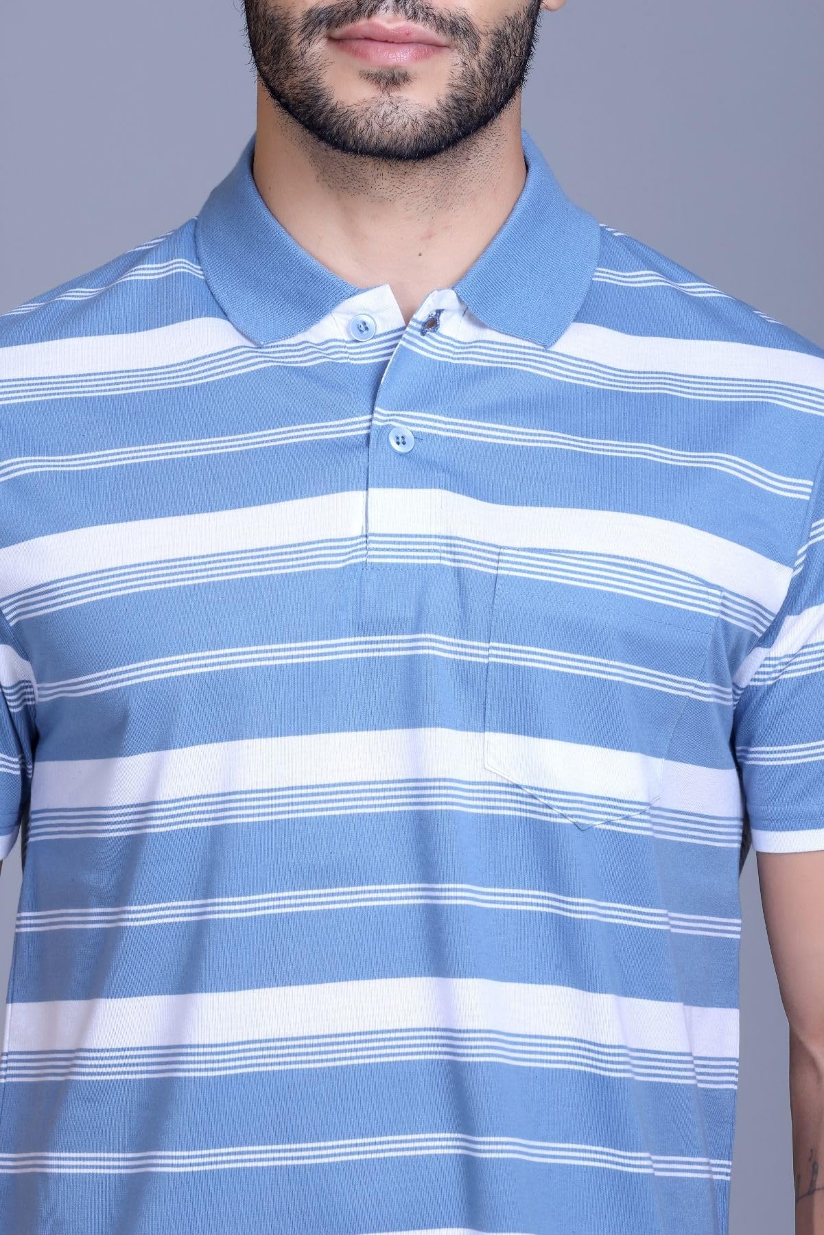 SANE ORIGINALS Men's Polo T-Shirt with Stripe Collar and Pocket - Image 4