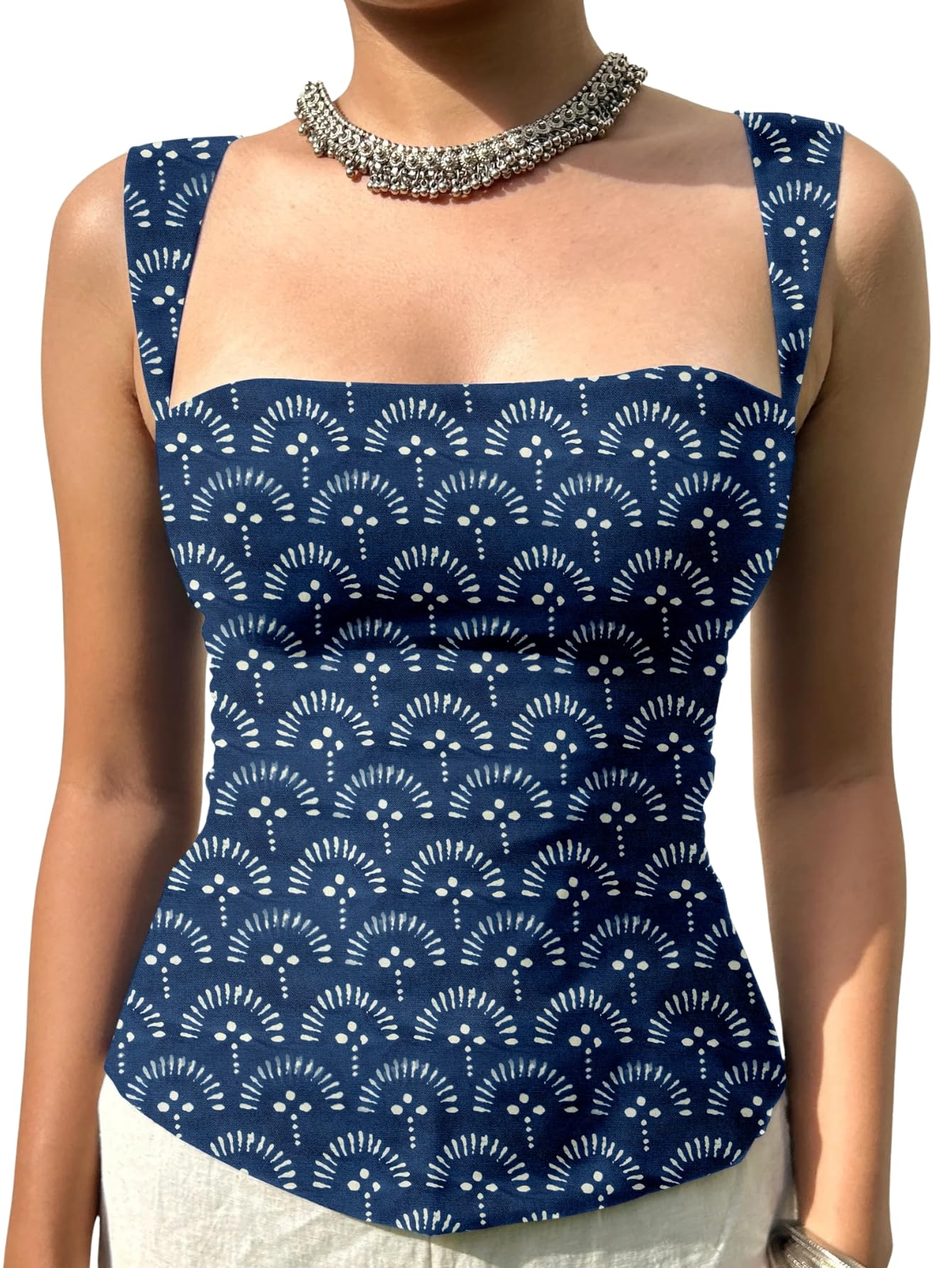 Aahwan Blue Printed Kurti Top for Women