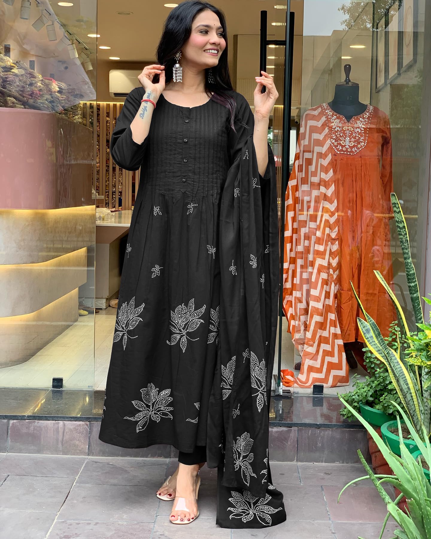 GoSriKi Women's Black Anarkali Kurta Set - Image 4