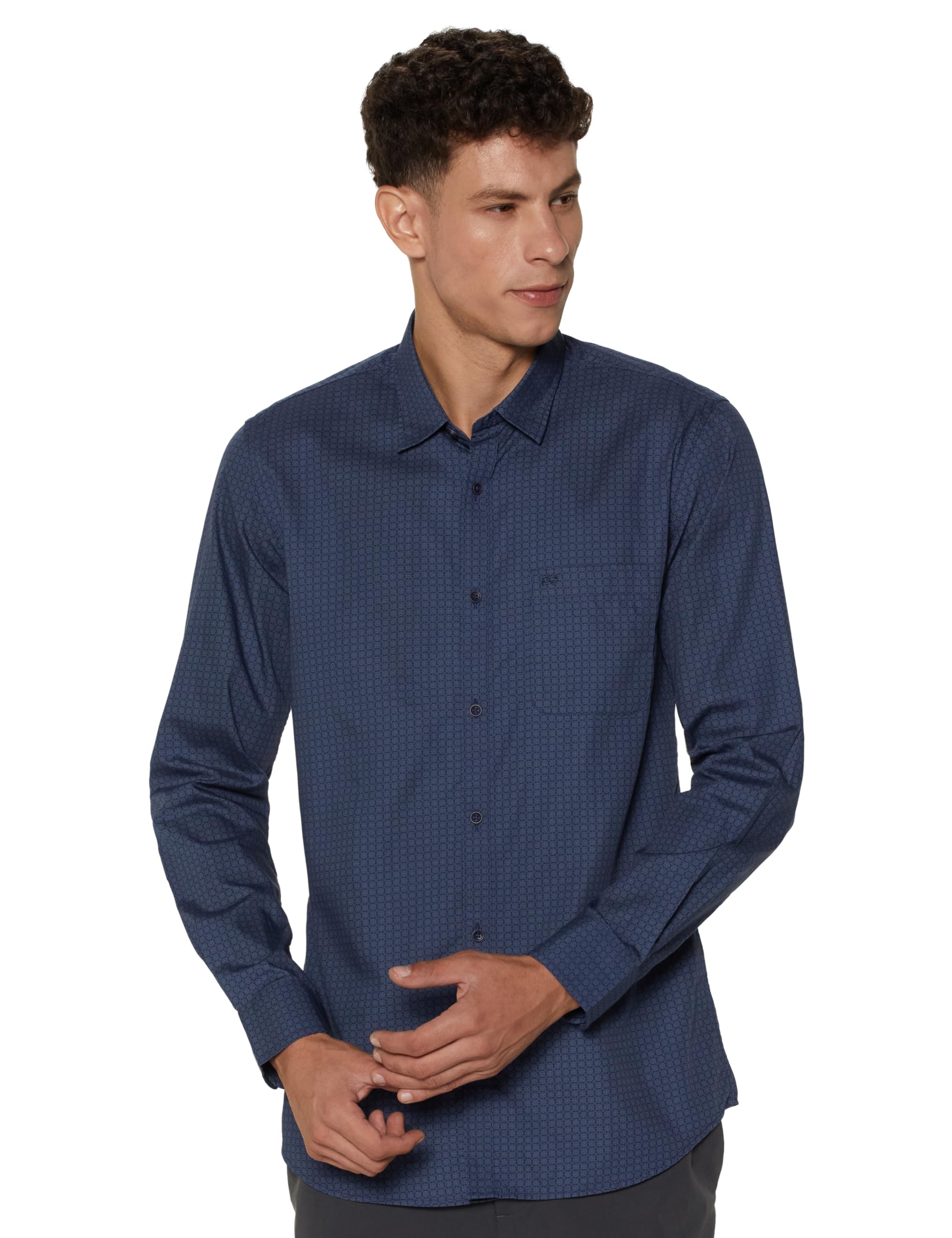 Peter England Men's Navy Casual Shirt
