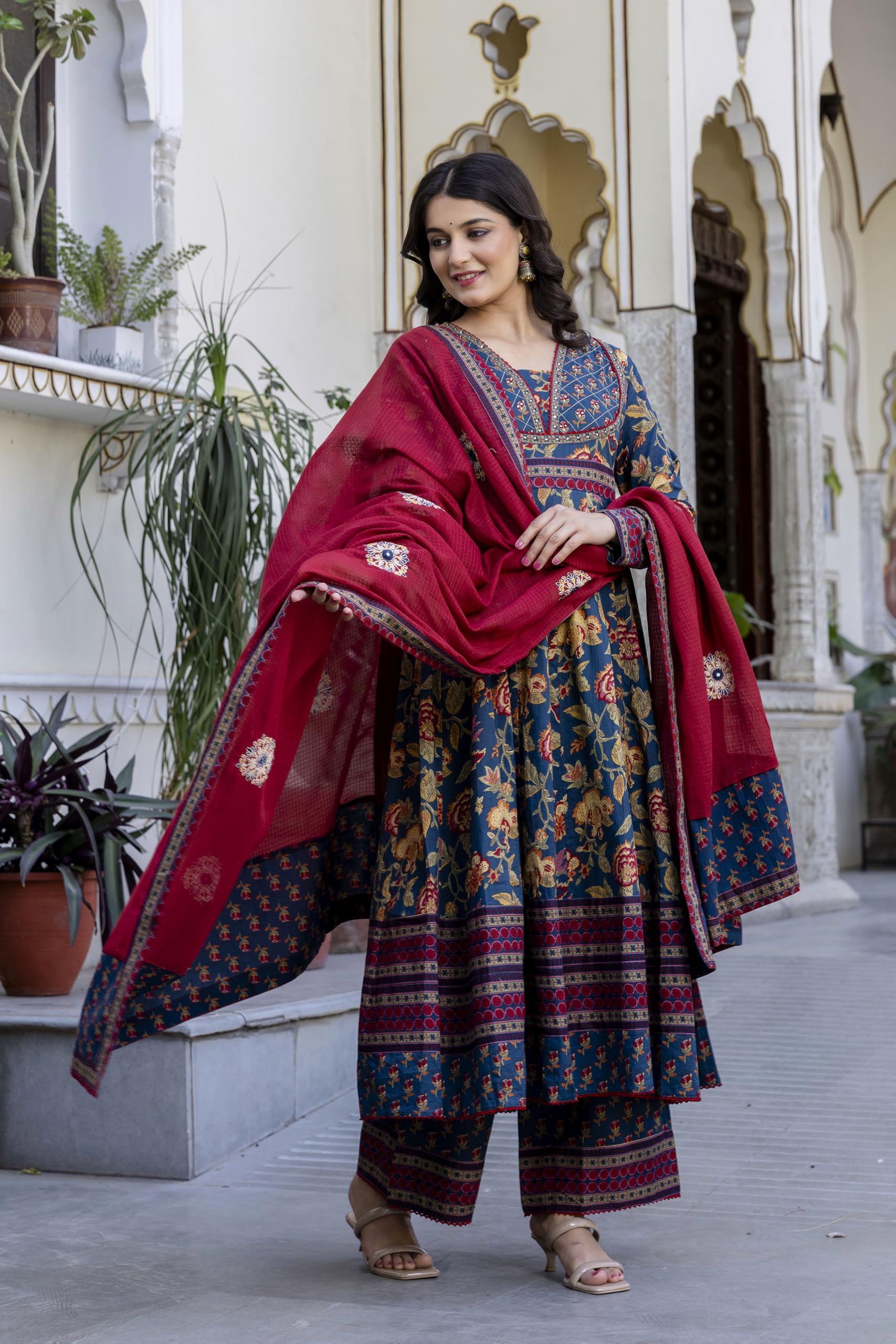 Pistaa's Anarkali Kurta Set - Dark Blue - Image 3