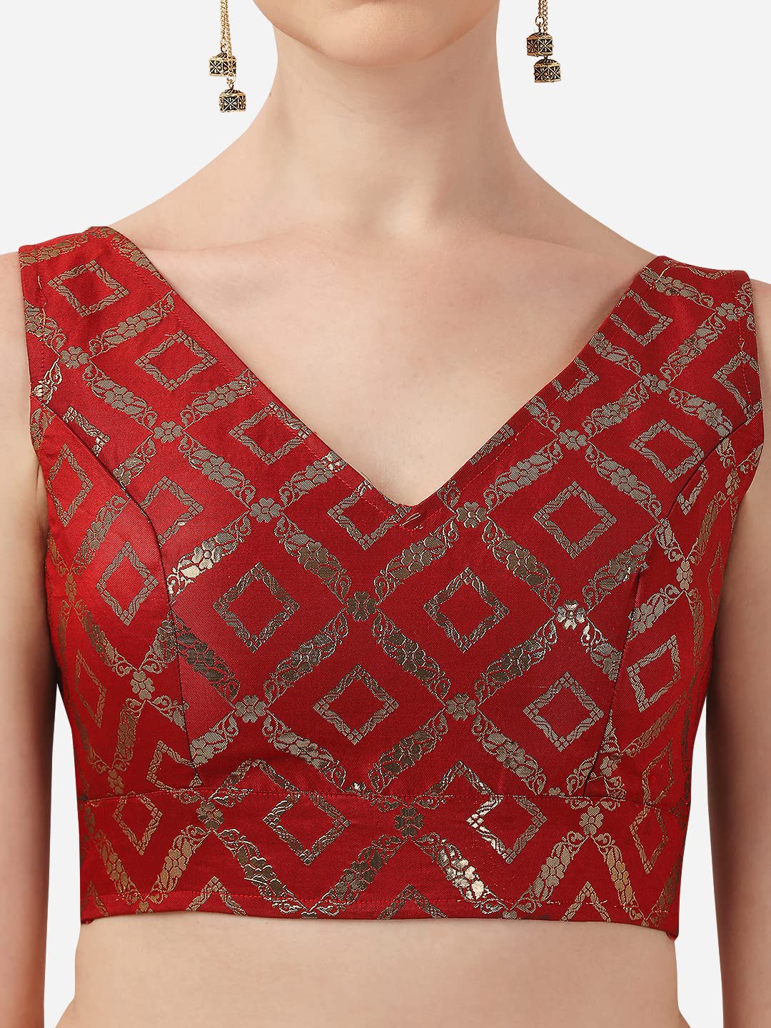 OOMPH Zari Work V-Neck Blouse - Image 5