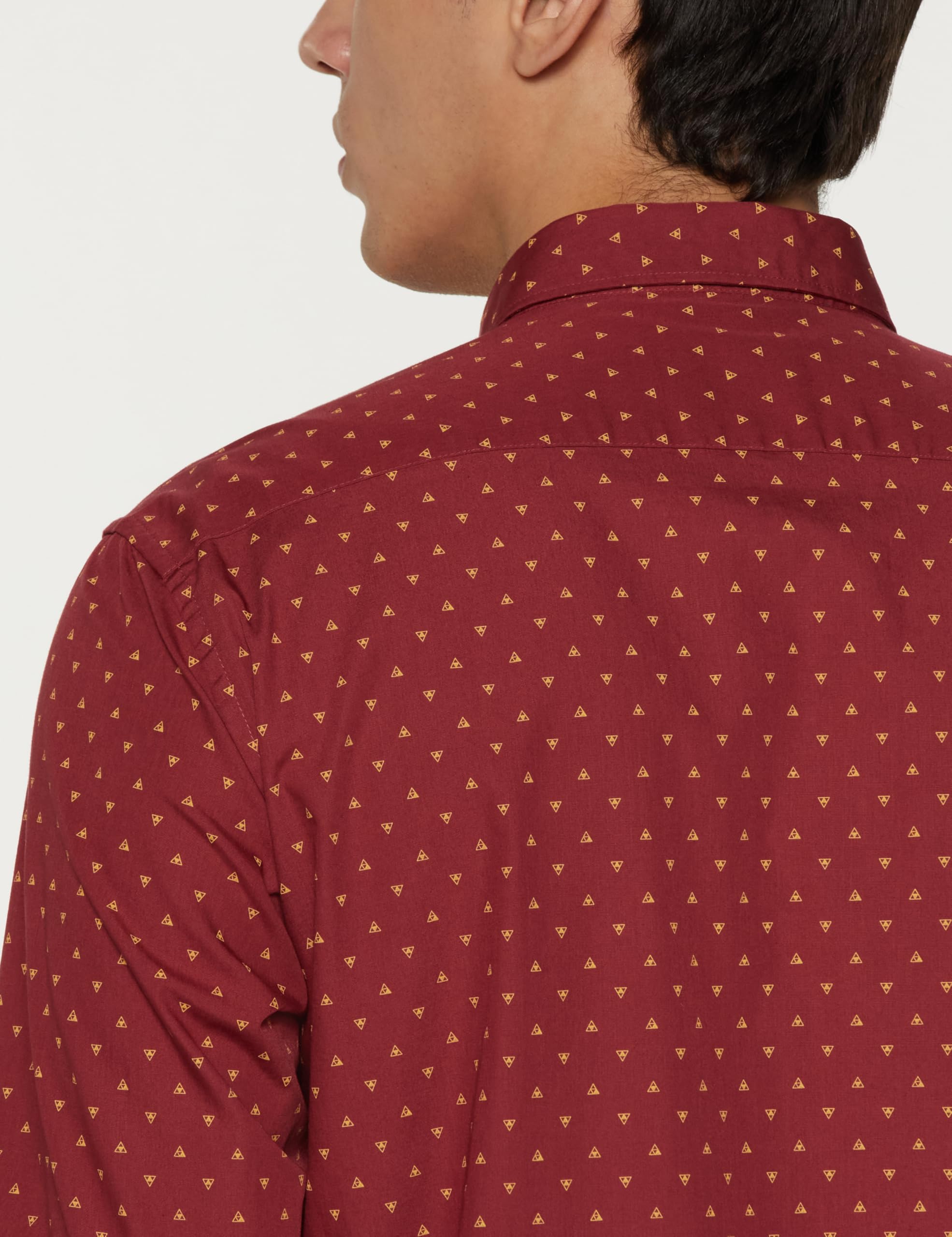 Peter England Men's Printed Casual Shirt - Maroon - Image 4