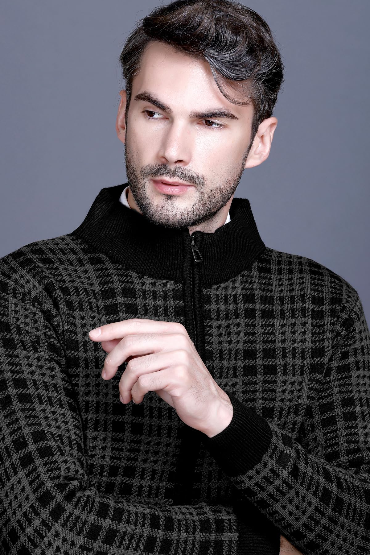 GODFREY Acrylic Turtle Neck Sweater for Men - Black - Image 2