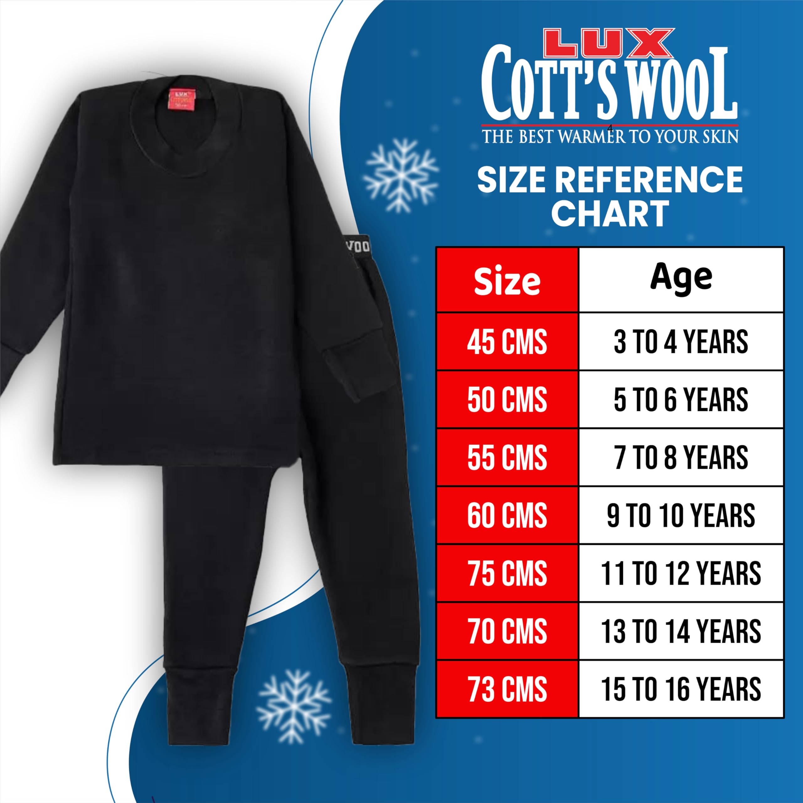 Lux Cott Kids Thermal Top & Bottom Set - Black - Image 4