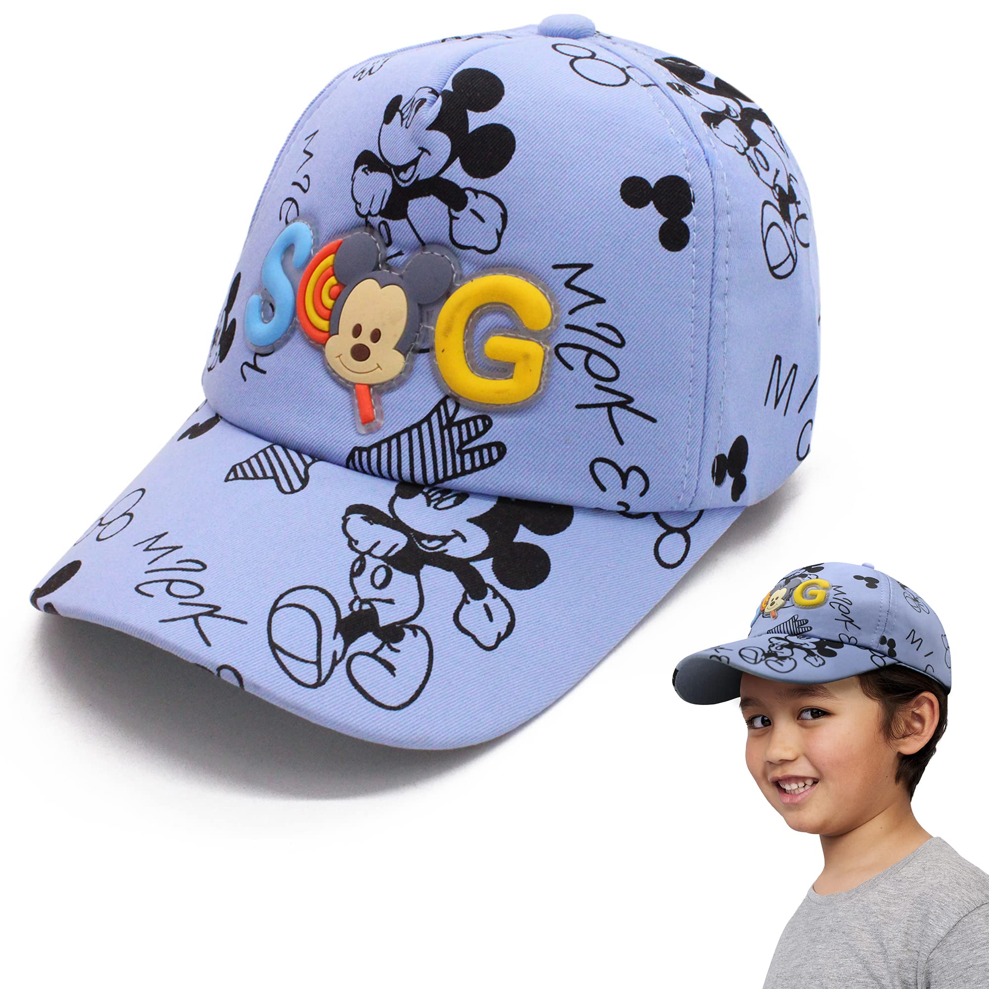 VRITRAZ Cartoon Character Printed Cap for Kids - Blue
