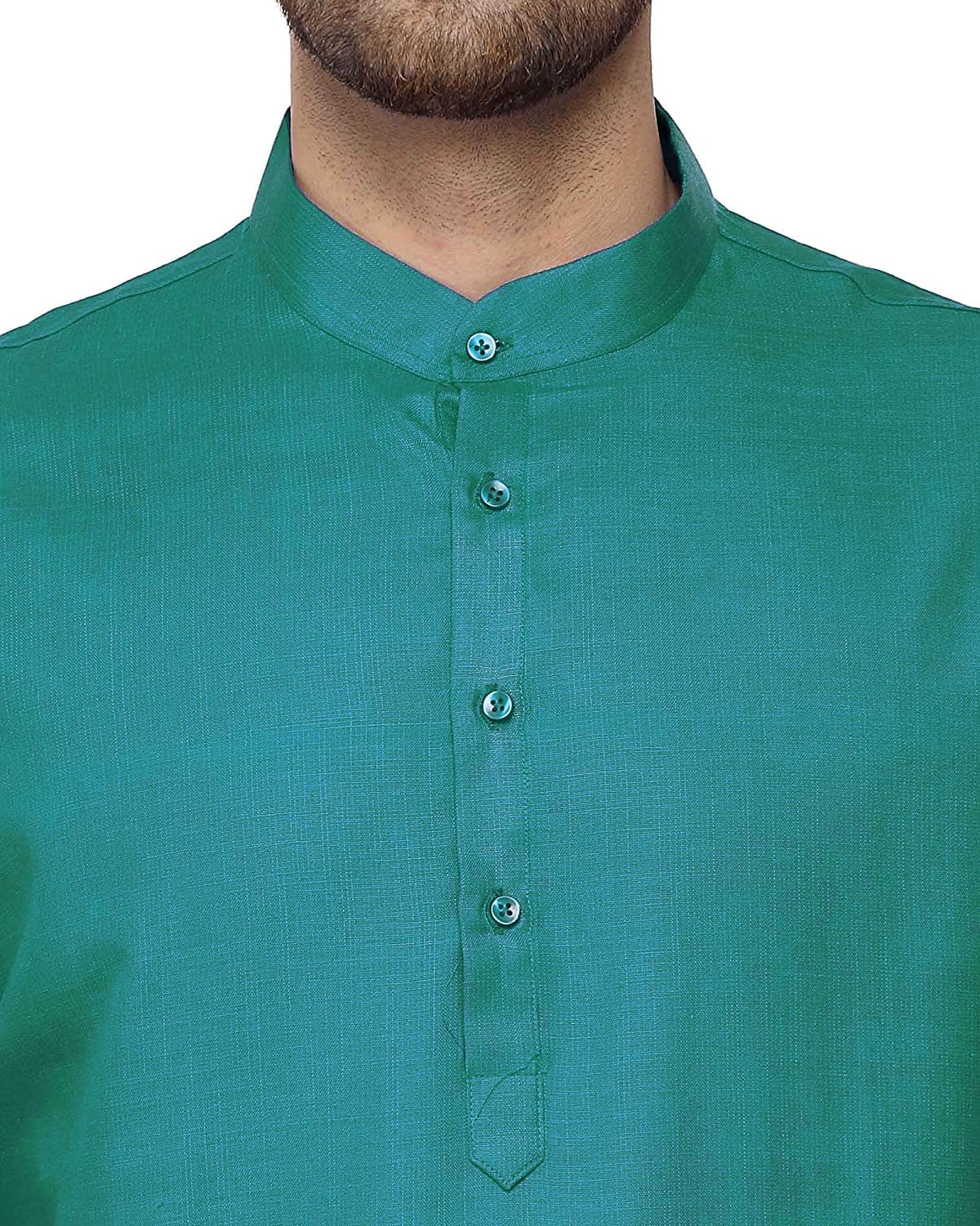 TULSSIKAA Men Cotton Blended Kurta - Bottle Green - Image 5