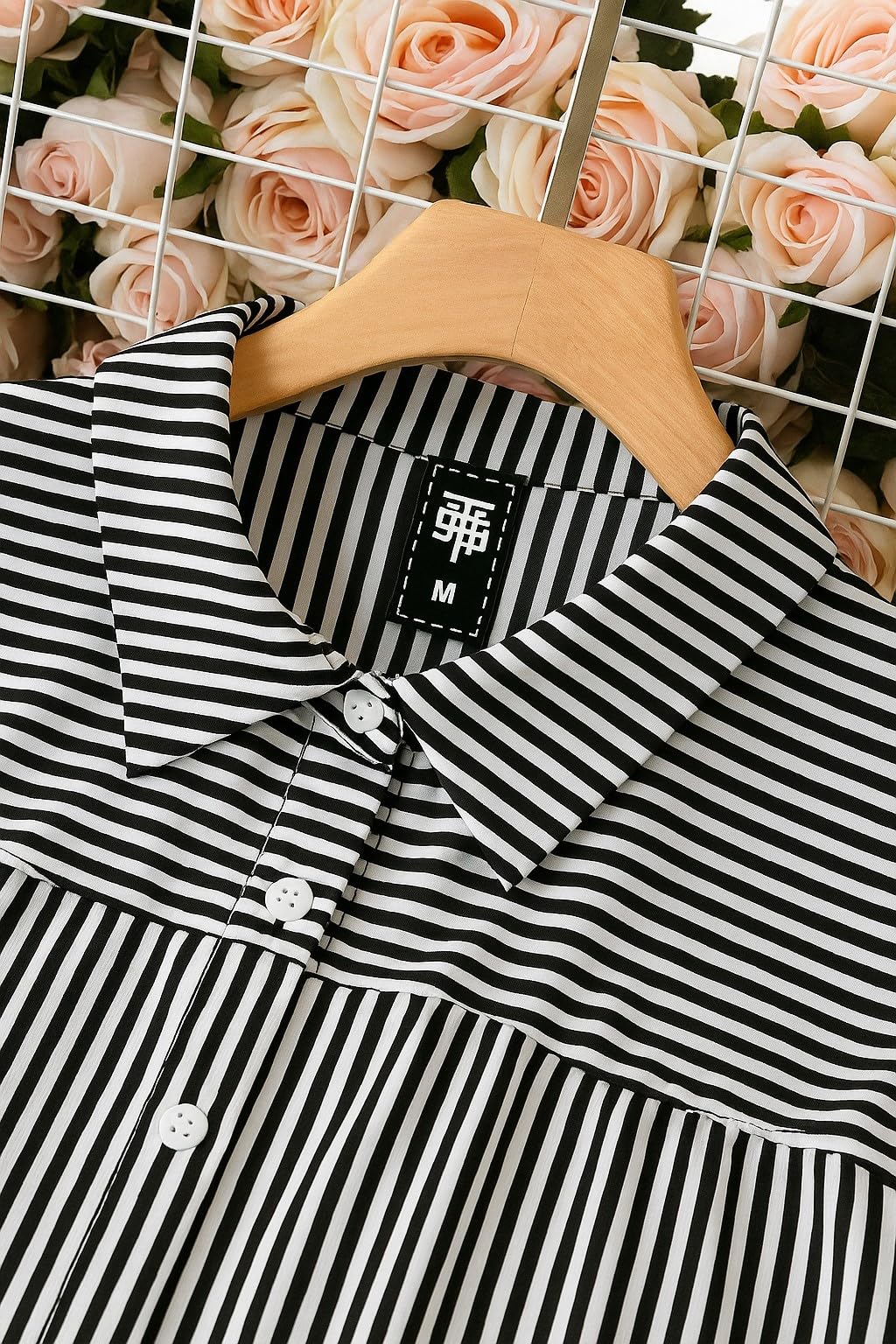 Sheetal Associates Women's Black & White Striped Shirt Dress - Image 4