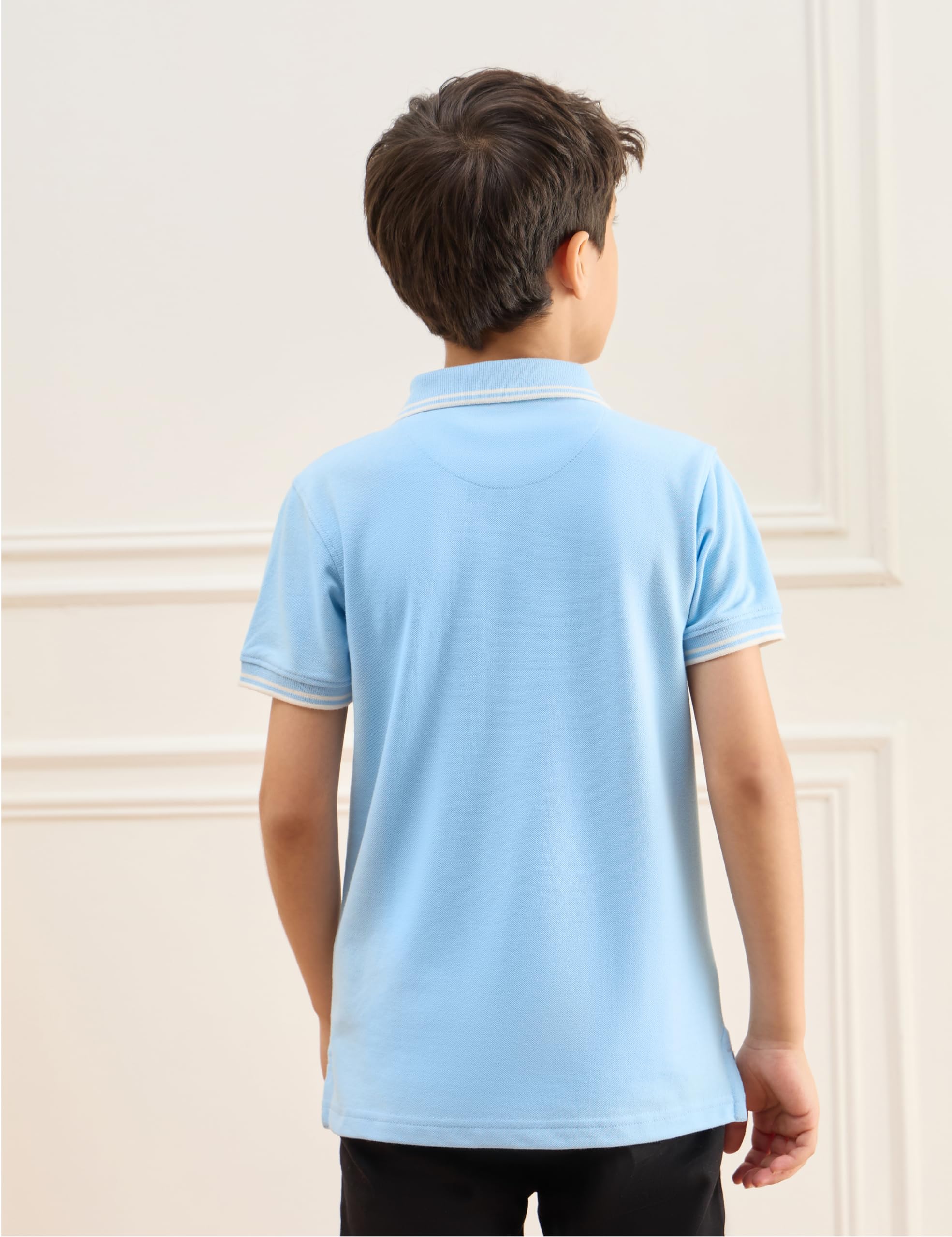 Symbol Kids Solid Polo T-Shirts for Boys - Sky Blue & Red - Image 5