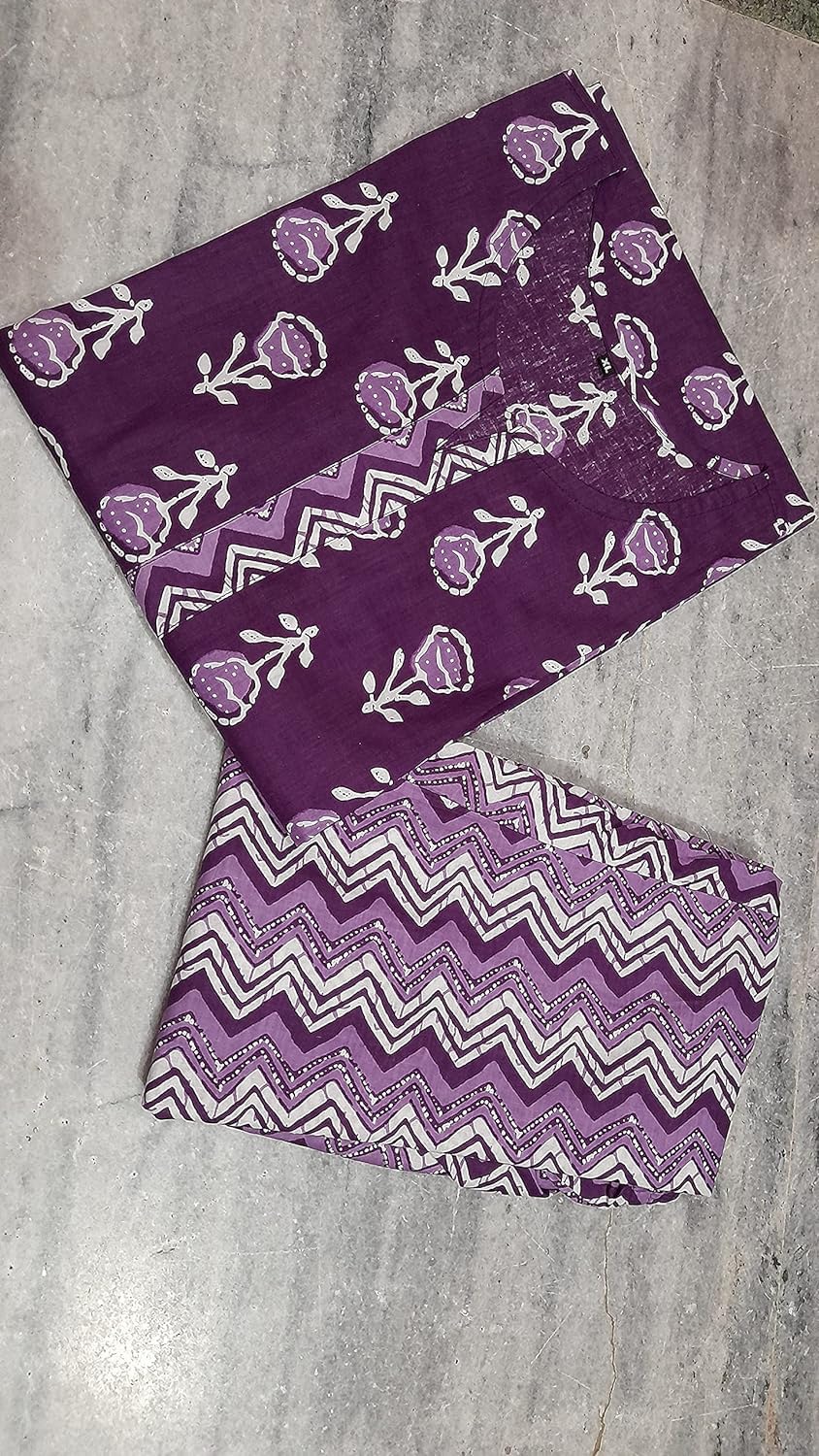 LookMark Women's Printed Cotton Kurta Pant Set - Wine - Image 2