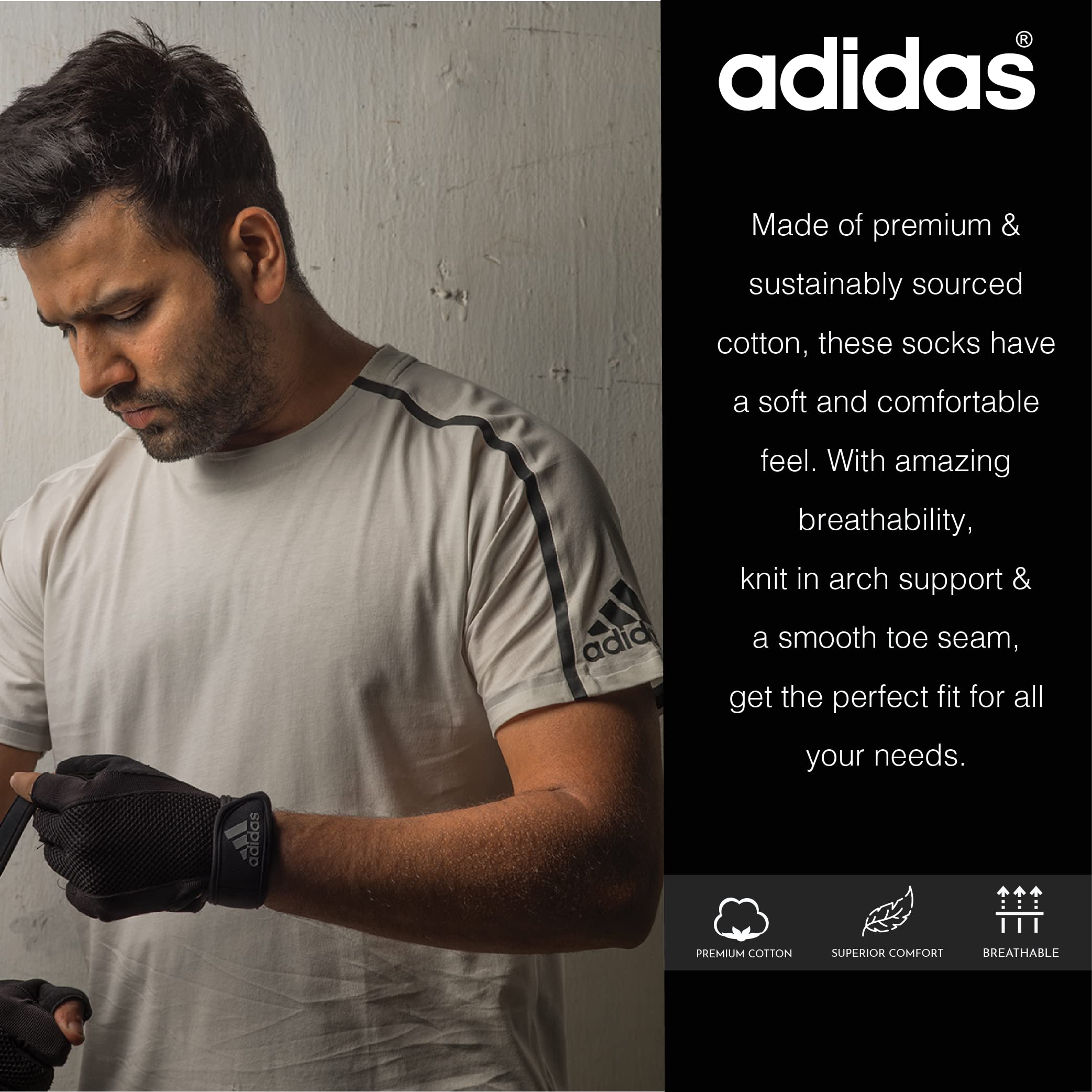 adidas Men's Flat Knit Ankle Socks - Cotton - Image 3